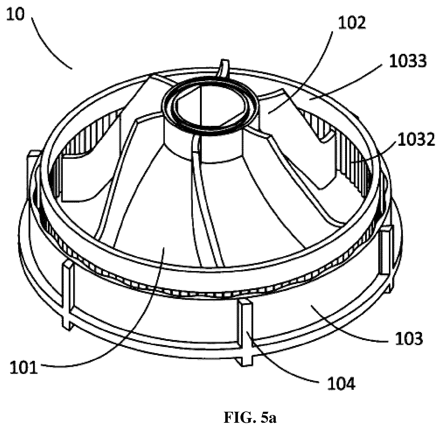 Patent US12311325 Figure 8 – Impeller assembly for dispersing solid in liquid utilizing curved baffle plate and solid-liquid mixing device using impeller assembly