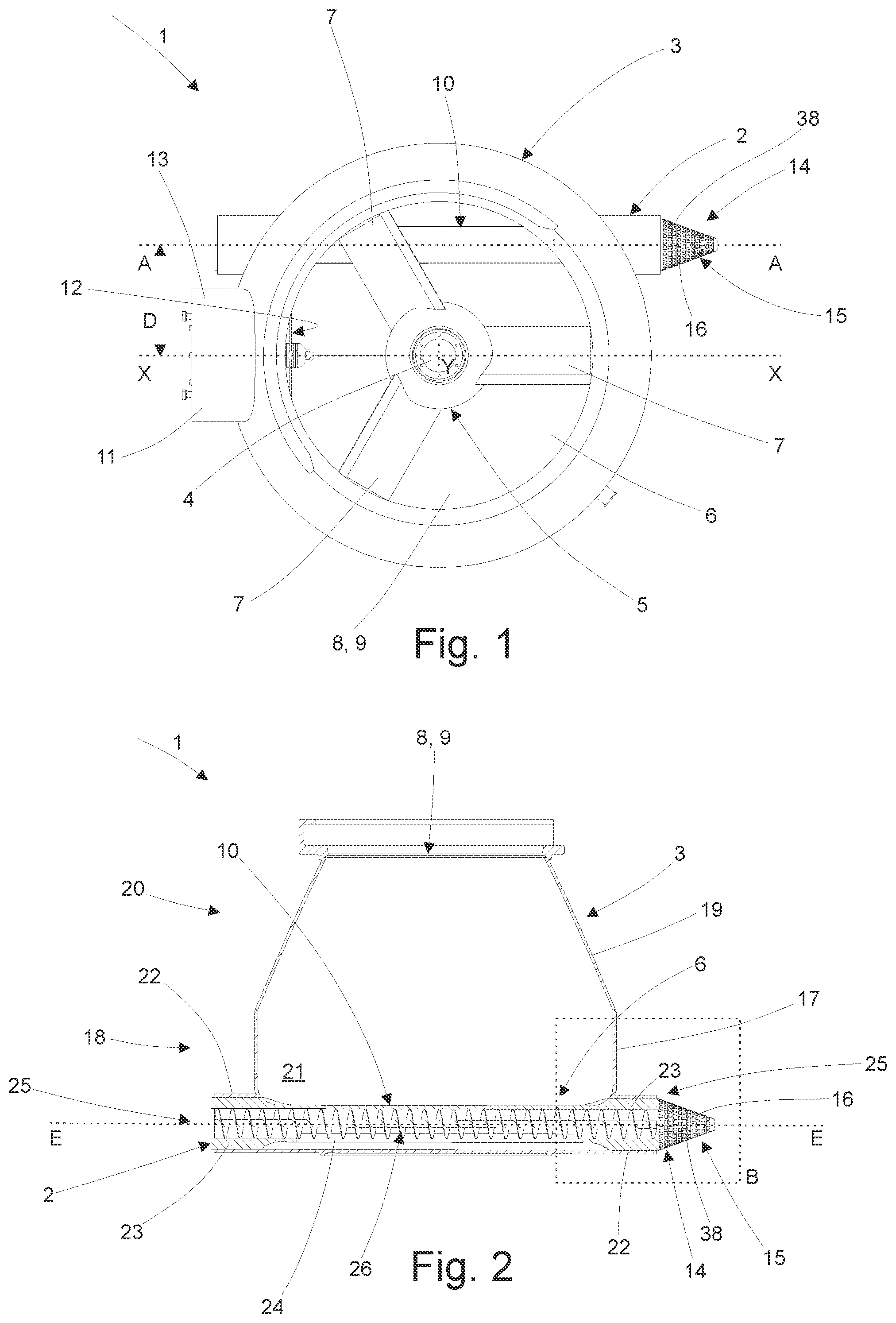 Patent US12311334 Figure 1 – Method for emptying a device for producing granules or extrudates