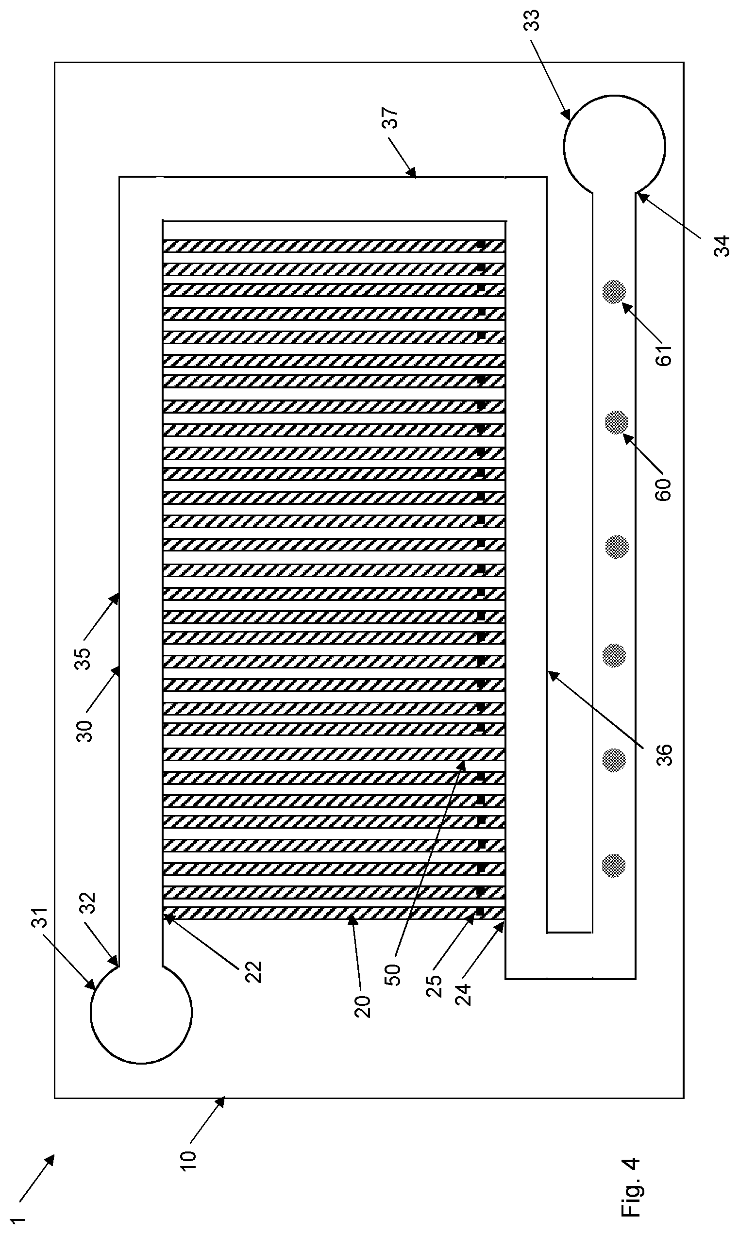 Patent US12311370 Figure 4 – Microfluidic device for cell characterization