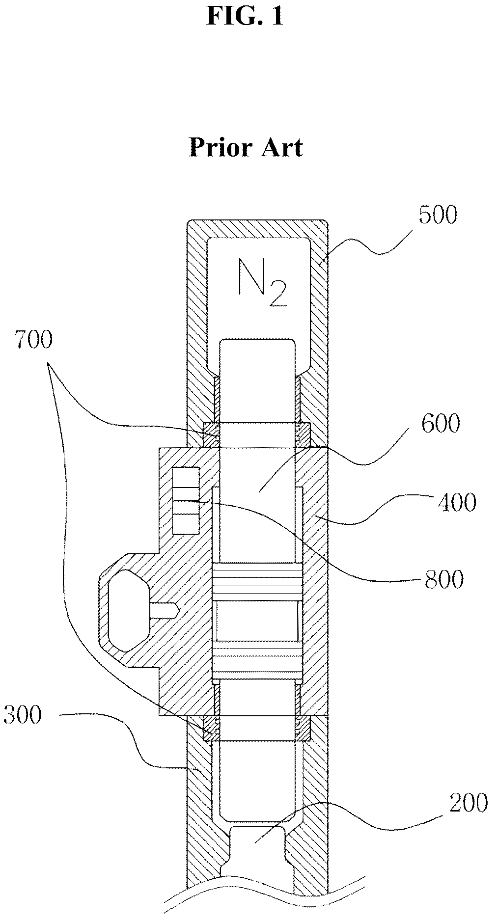 Patent US12311377 Figure 1 – Hydraulic breaker without back head