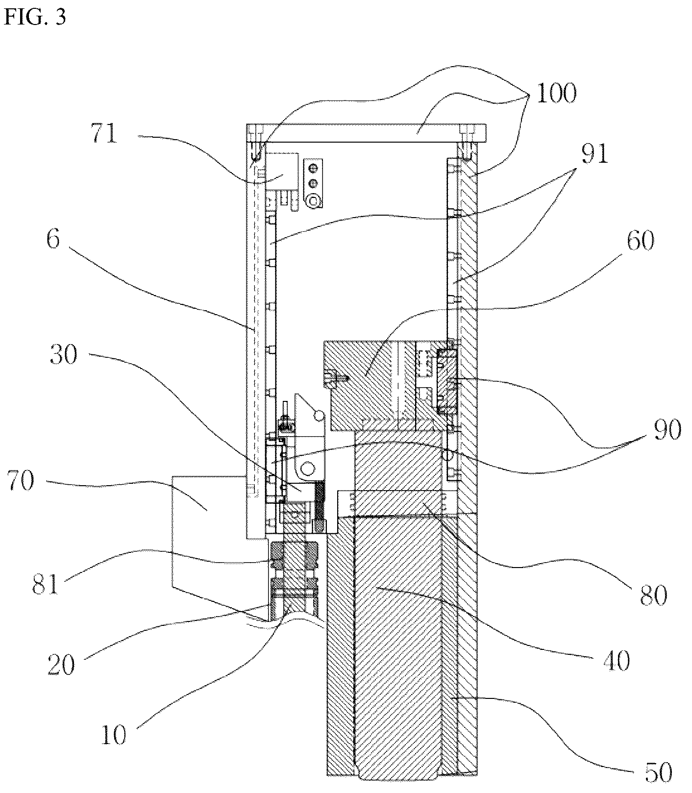 Patent US12311377 Figure 3 – Hydraulic breaker without back head