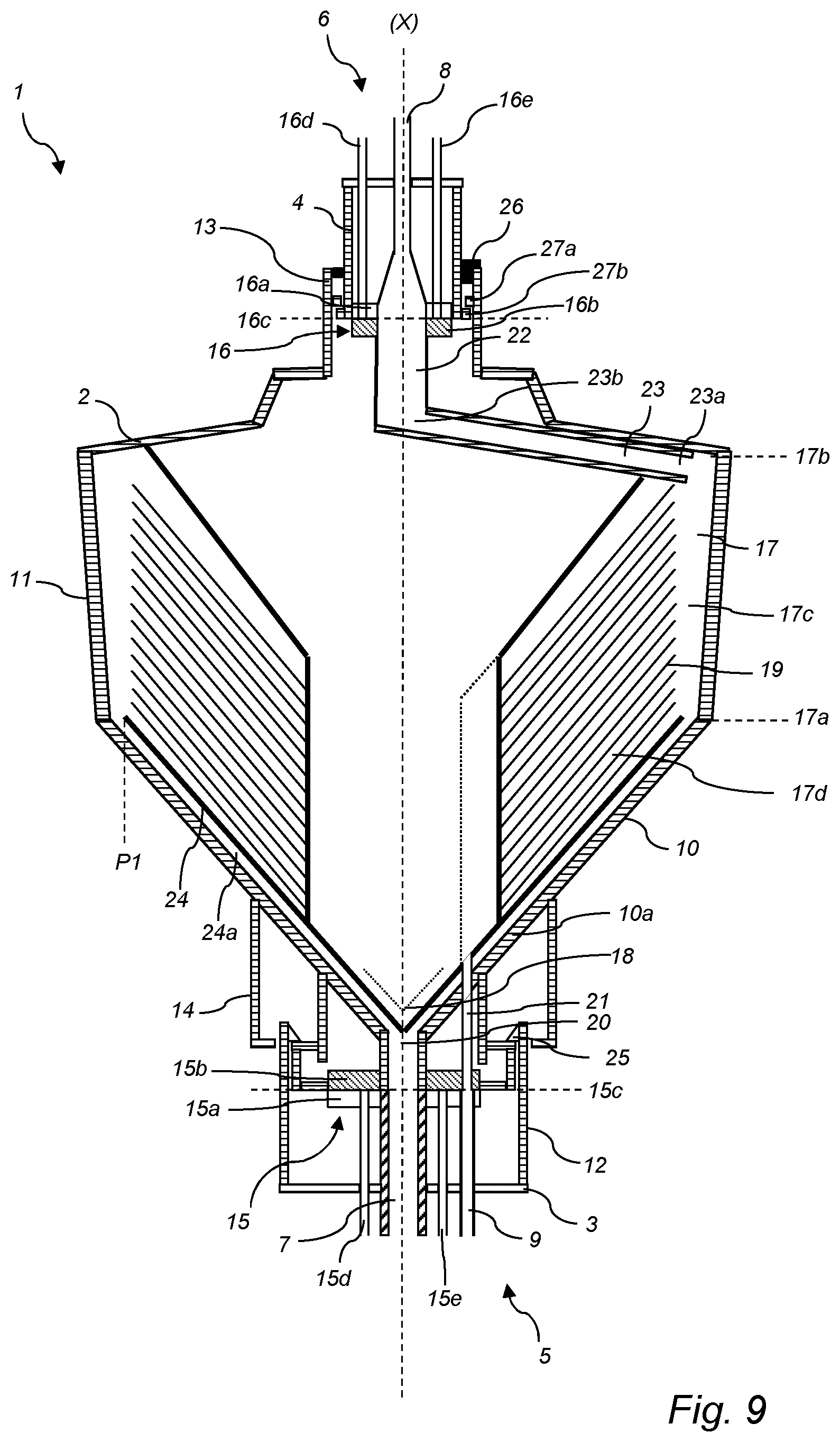 Patent US12311387 Figure 5 – Centrifugal separator for separating a liquid mixture