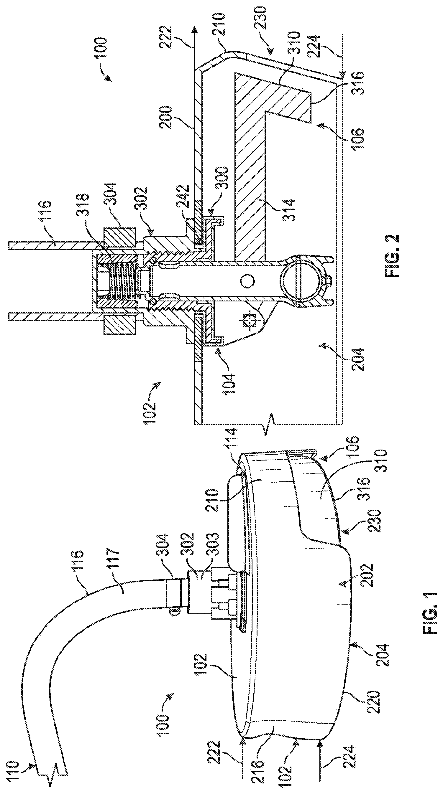 Patent US12311391 Figure 1 – Handwashing assembly
