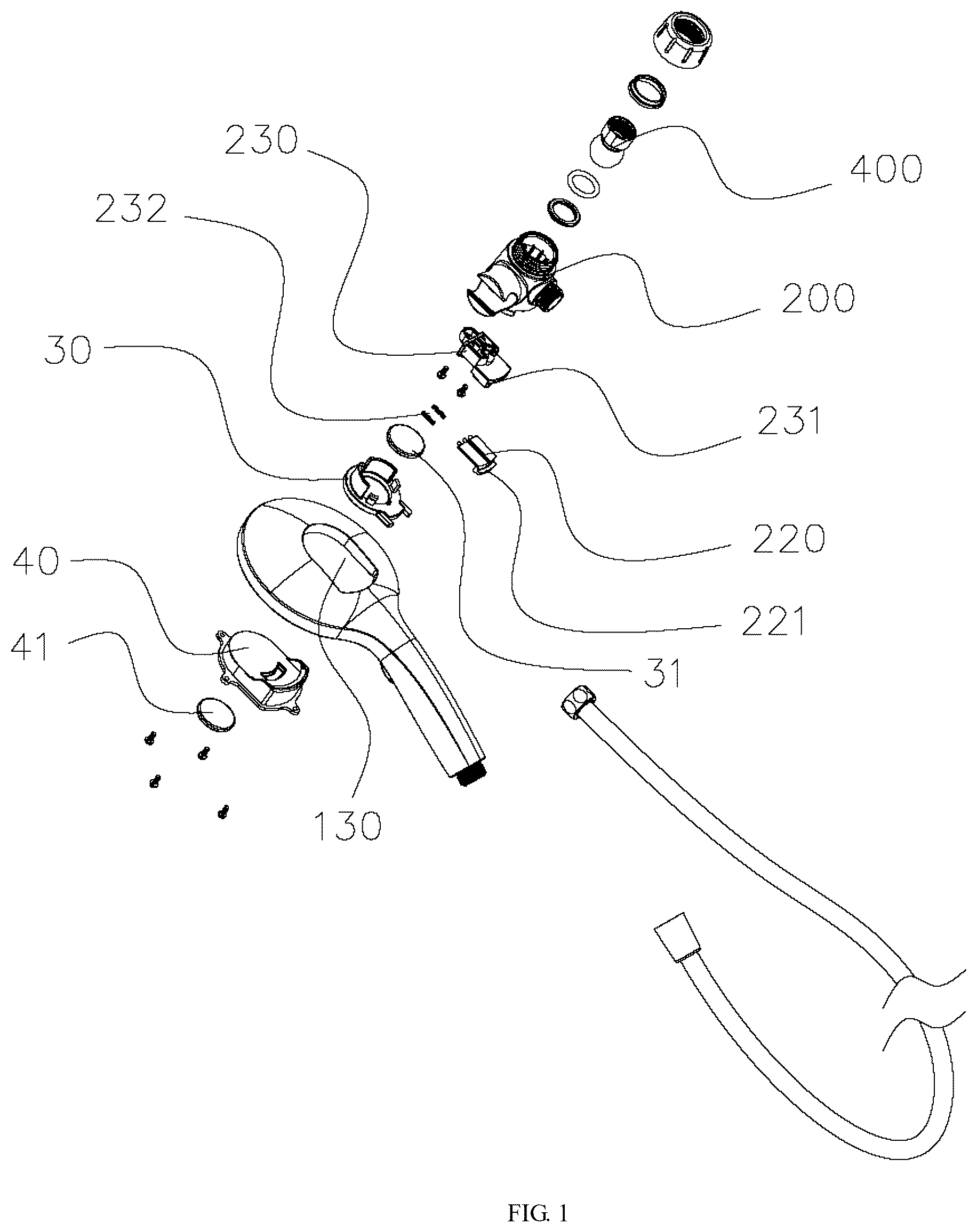 Patent US12311396 — Shower device — Figure 1