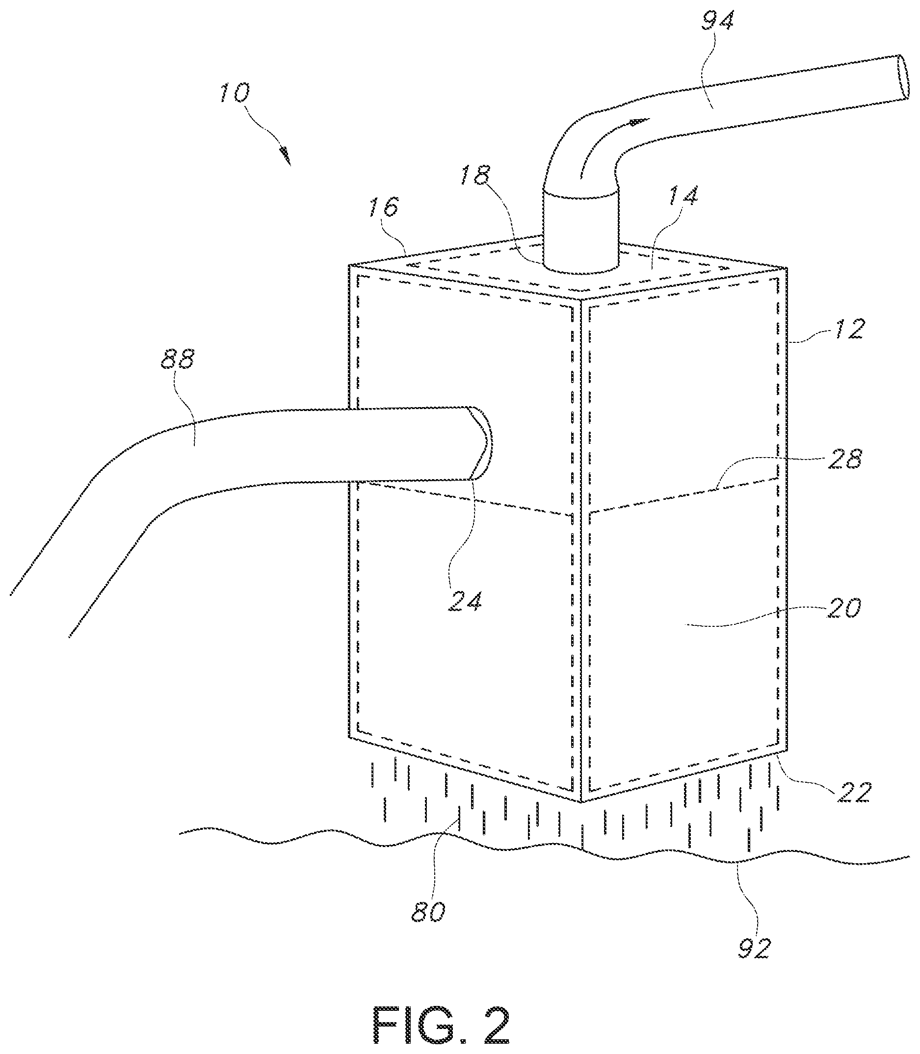 Patent US12311418 Figure 2 – System for the controlled distribution of aquatic capping material and the capture of dust and particulates