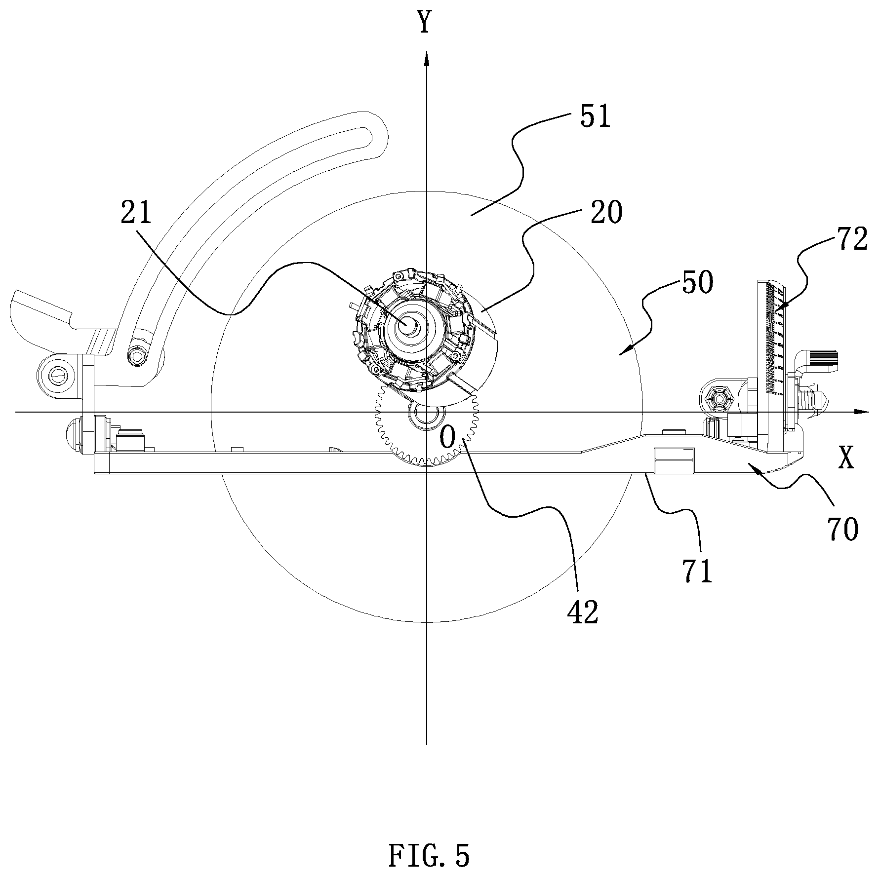 Patent US12311454 Figure 5 – Electric circular saw
