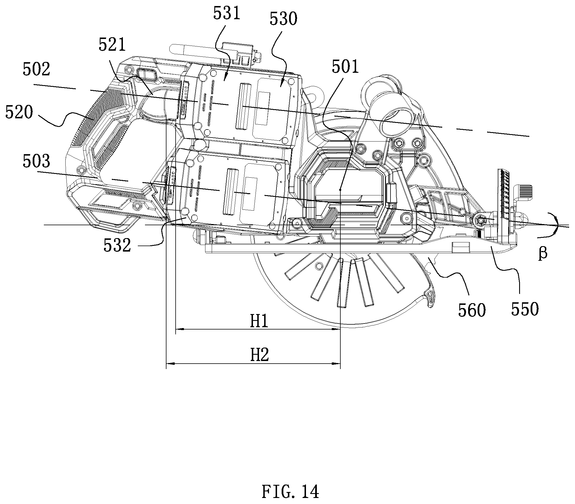 Patent US12311454 Figure 13 – Electric circular saw