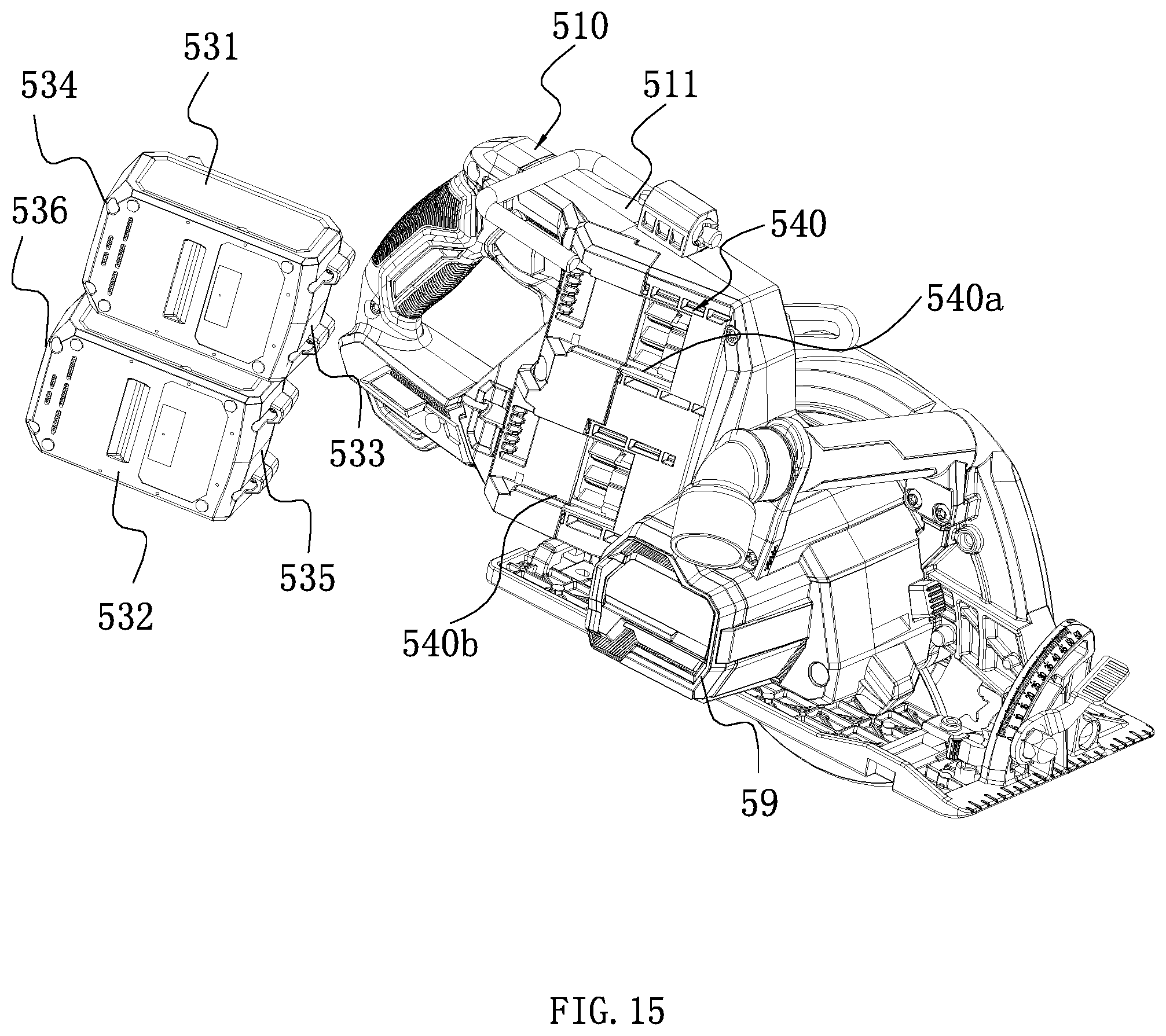 Patent US12311454 Figure 14 – Electric circular saw