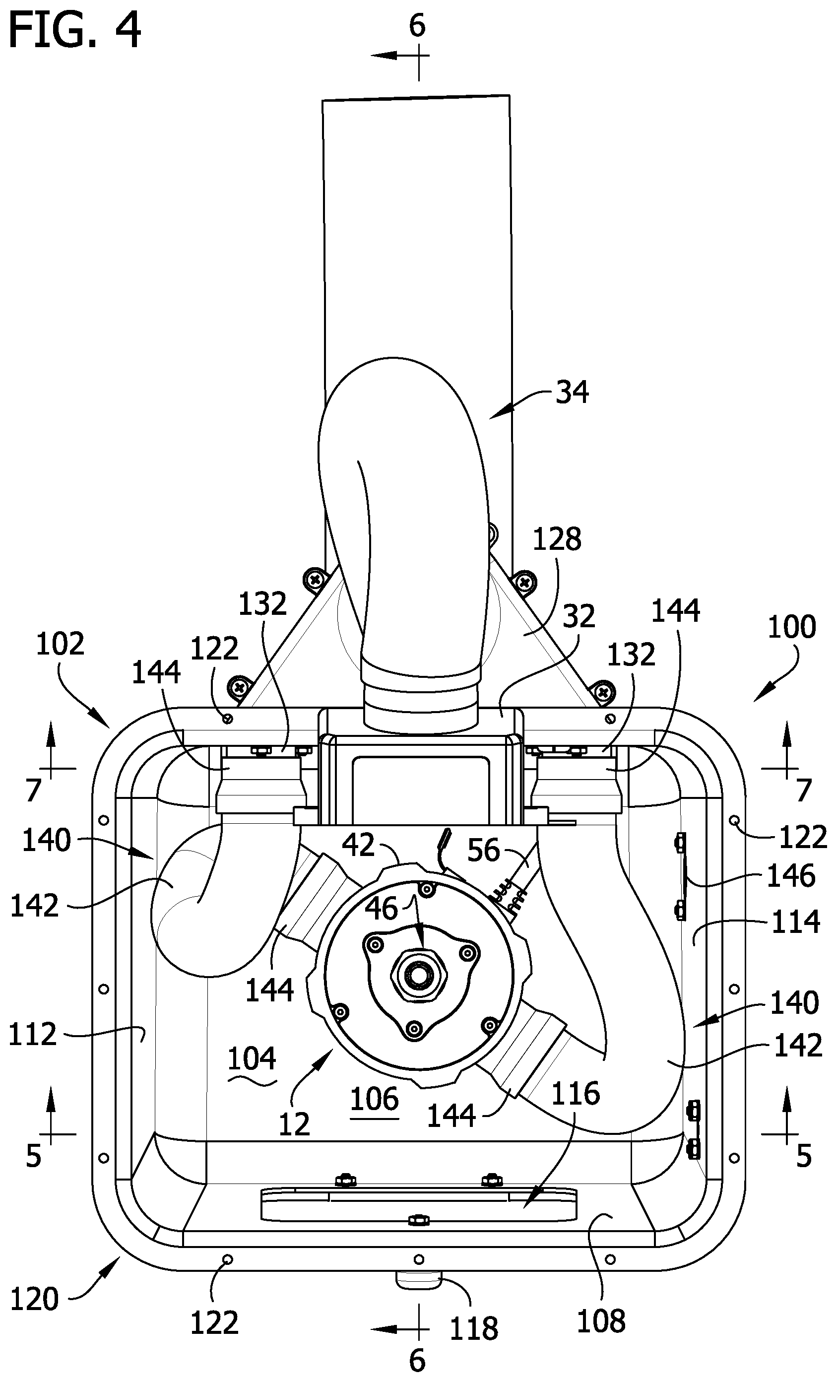 Patent US12311484 Figure 4 – Router and debris receptacle
