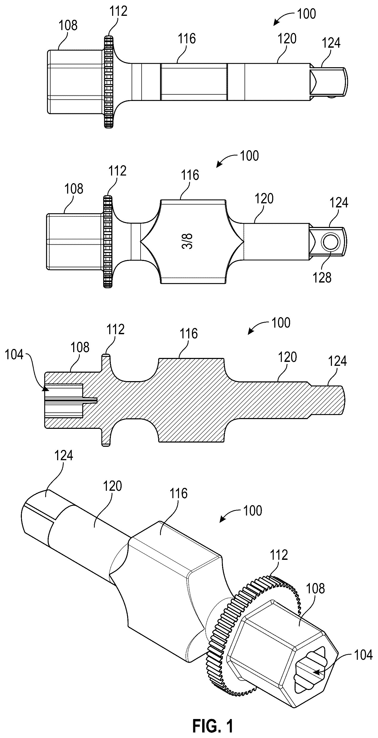 Patent US12311507 Figure 1 – Screwdriver with a tool gripping flange