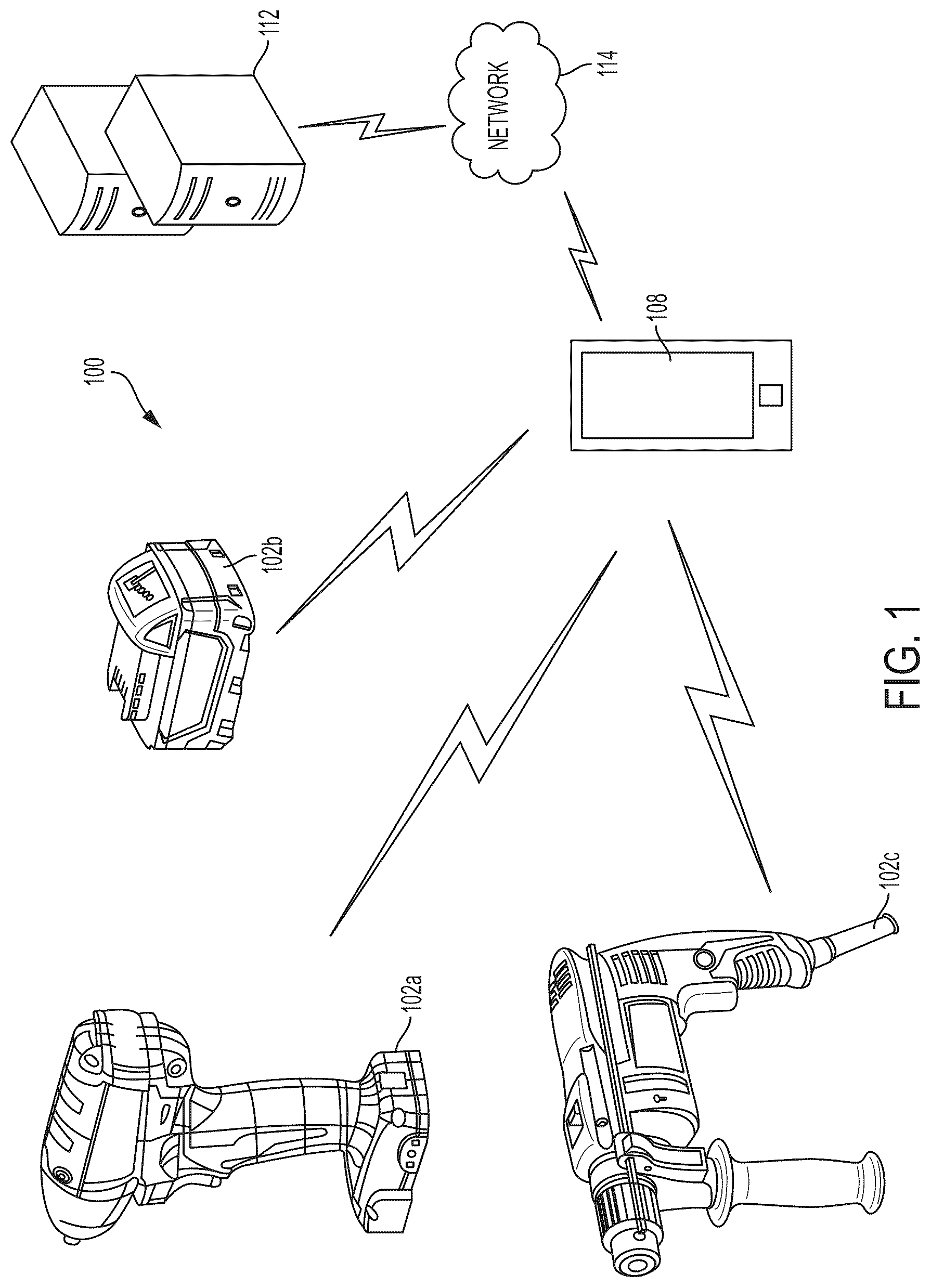 Patent US12311522 Figure 1 – Power tool with combined chip for wireless communications and power tool control