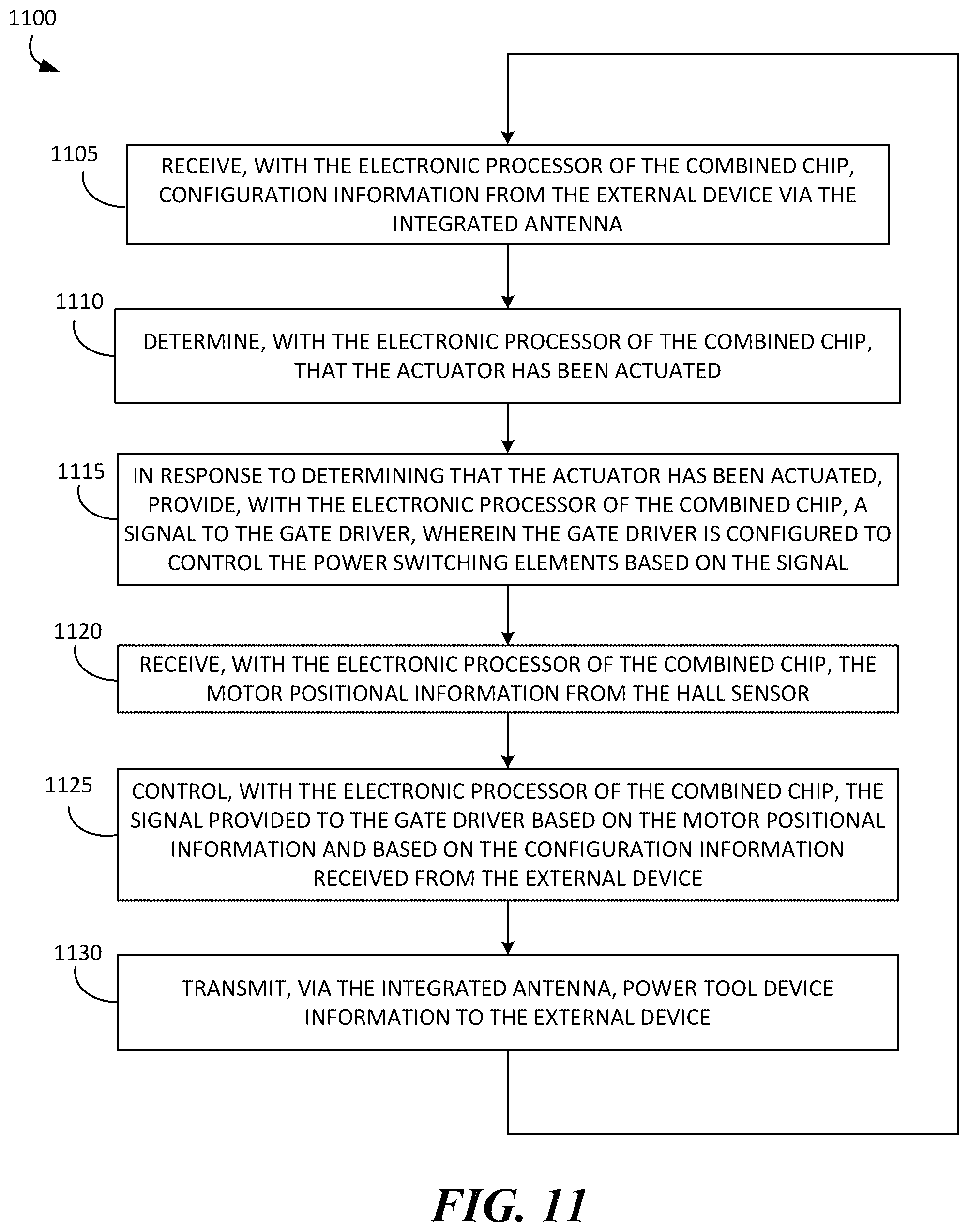 Patent US12311522 Figure 10 – Power tool with combined chip for wireless communications and power tool control