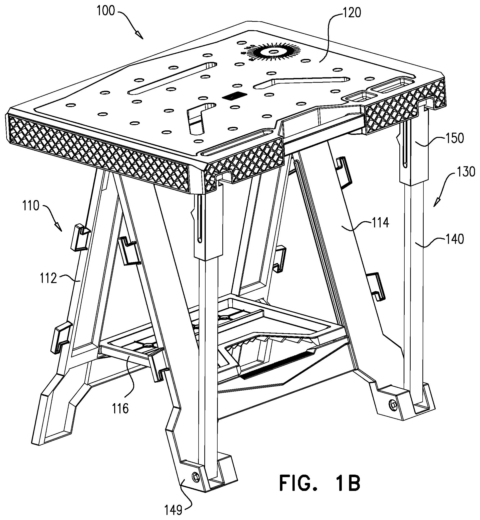 Patent US12311524 Figure 2 – Convertible sawhorse and worktable