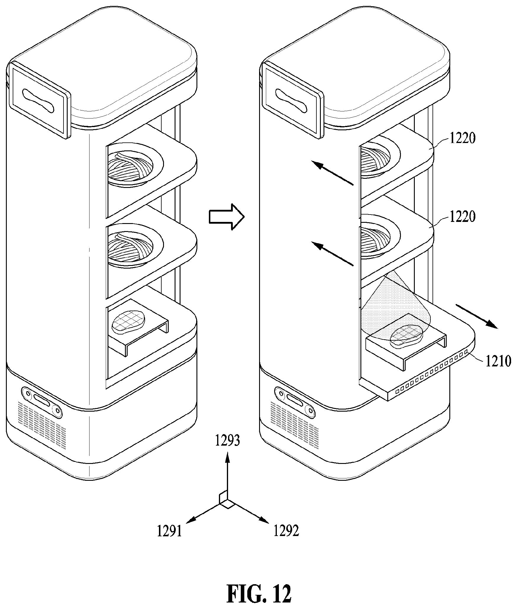Patent US12311528 Figure 12 – Device and method of protecting item based on serving order