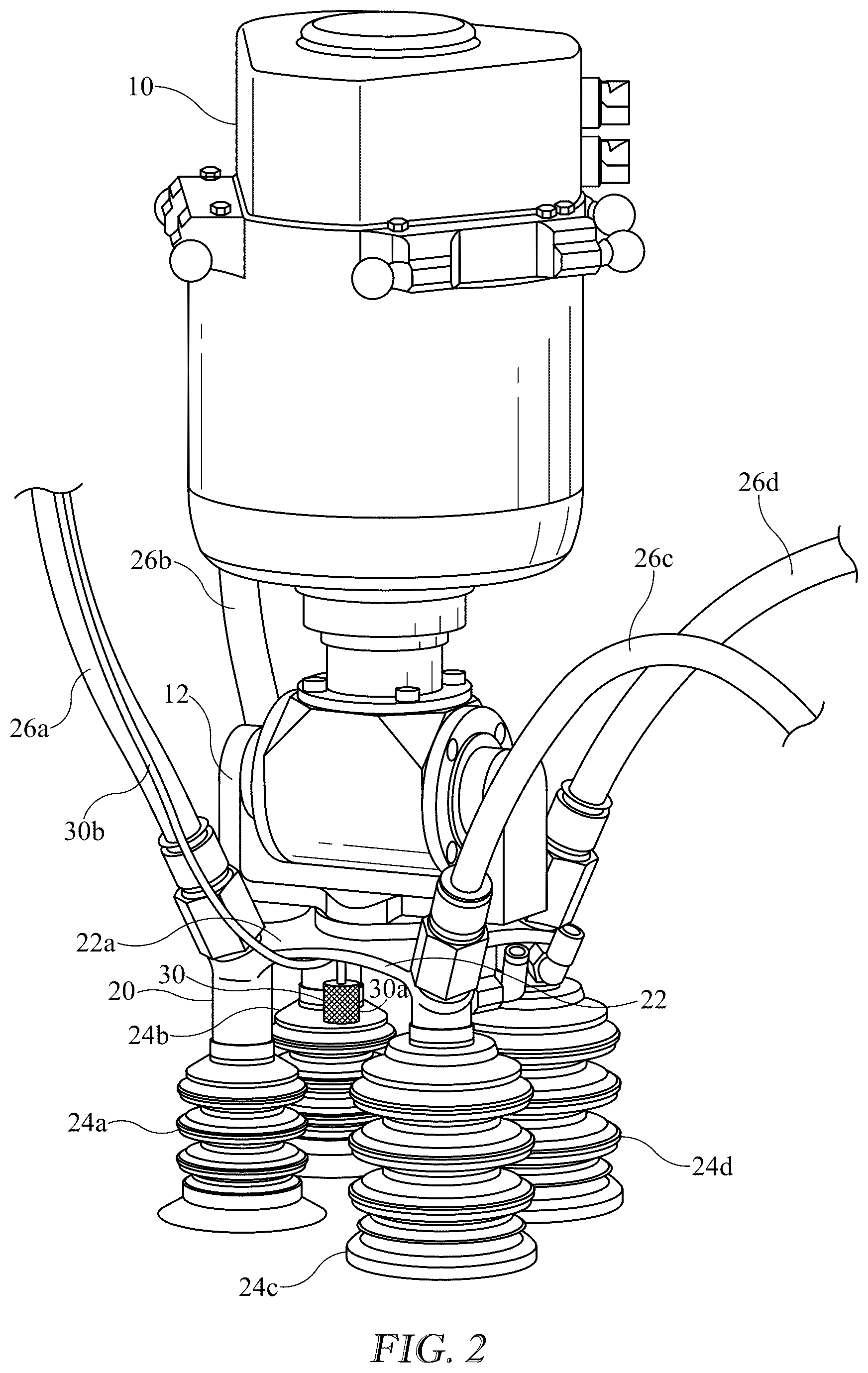 Patent US12311536 Figure 2 – Vacuum-based end effector, system, and method for detecting parcel engagement and classifying parcels using audio