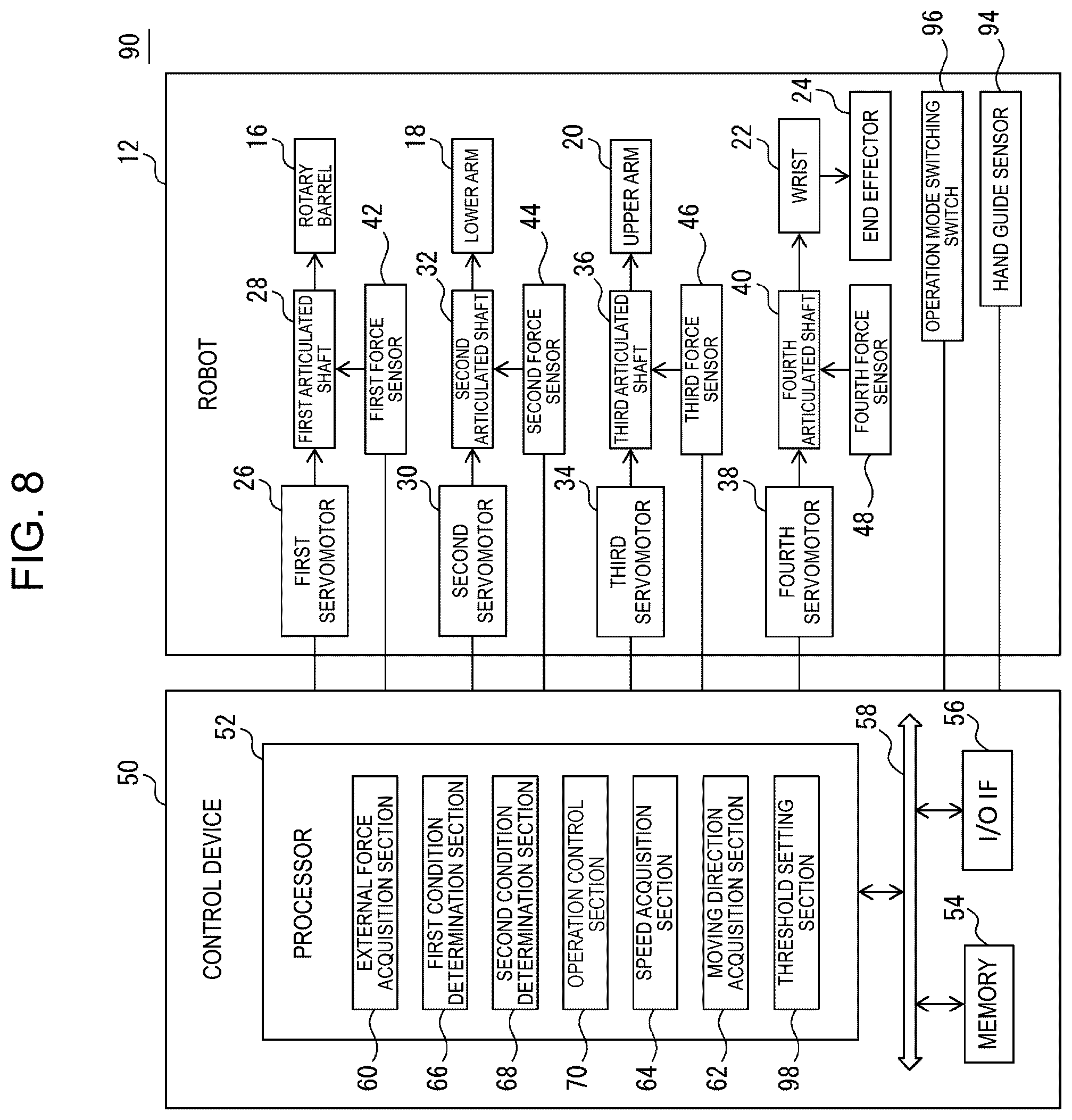 Patent US12311558 Figure 8 – Robot control device, robot system, and robot control method