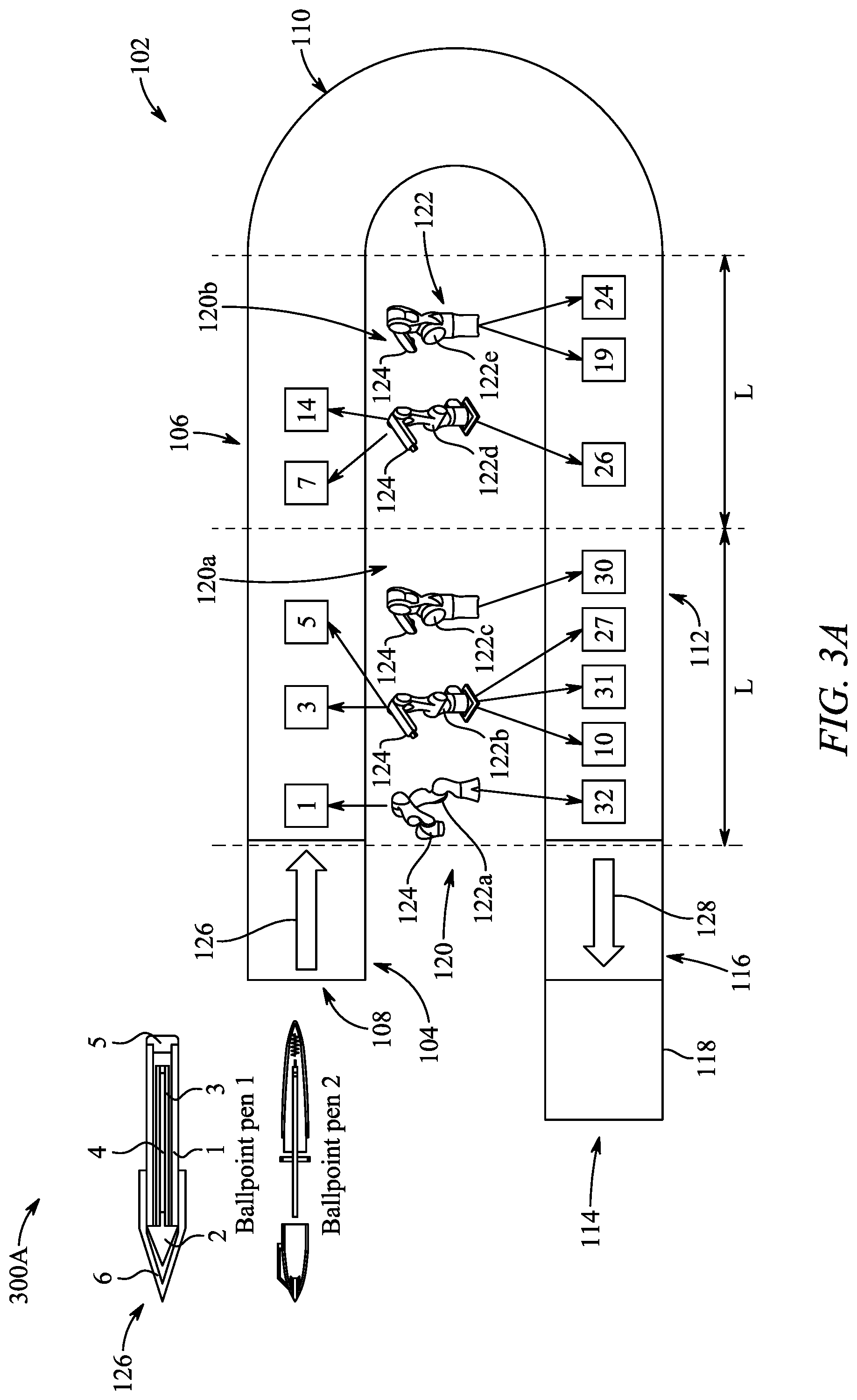 Patent US12311560 Figure 4 – System and methods for multi-robotic multi-product U-shaped disassembly line