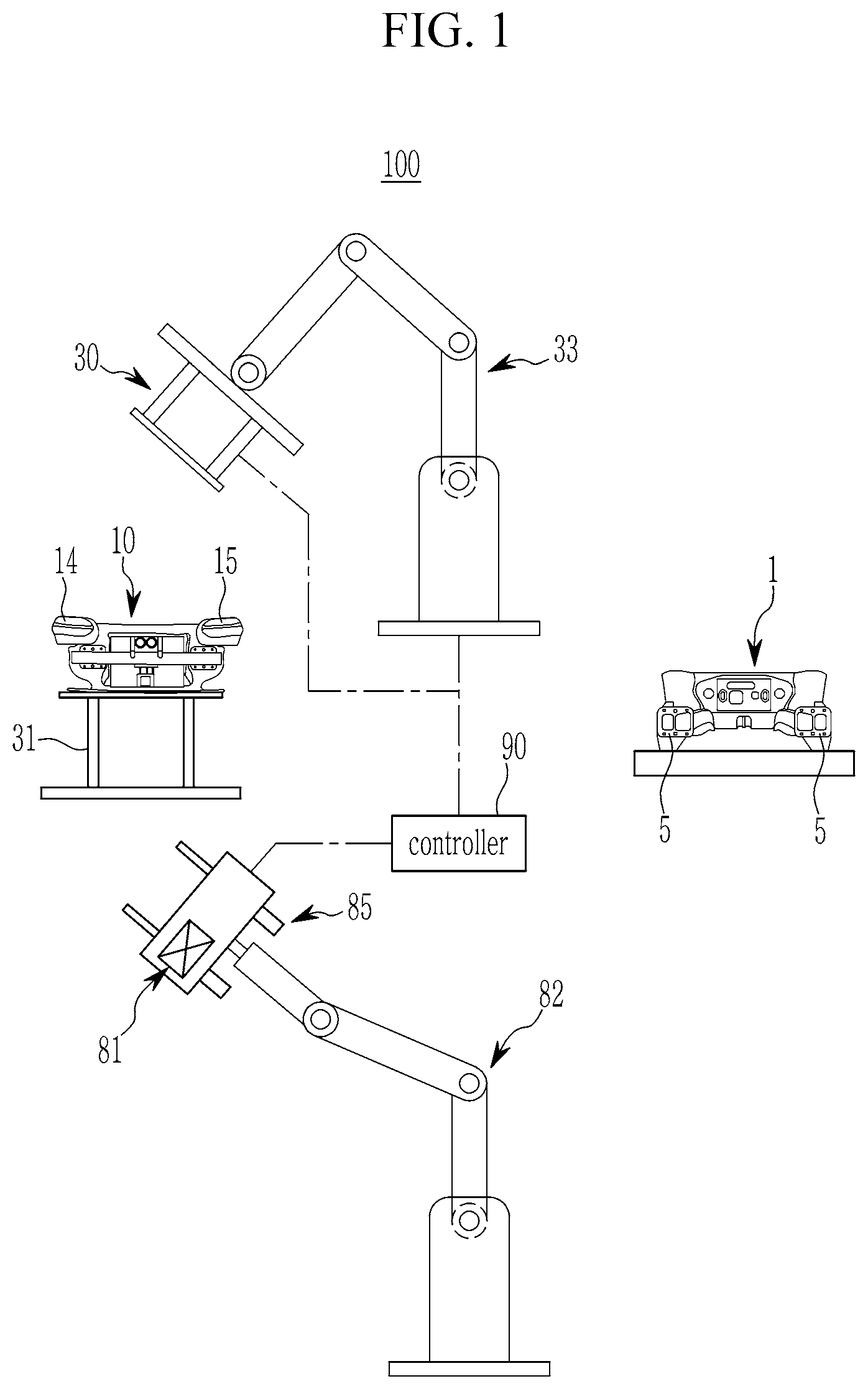Patent US12311561 — Automated system for mounting front-end module for vehicle — Figure 1