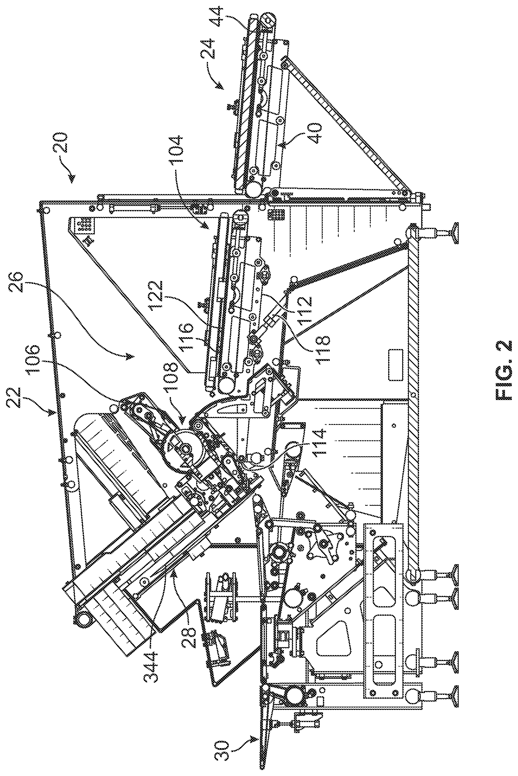Patent US12311567 Figure 2 – Releasable side strapping assembly for a food product slicing apparatus