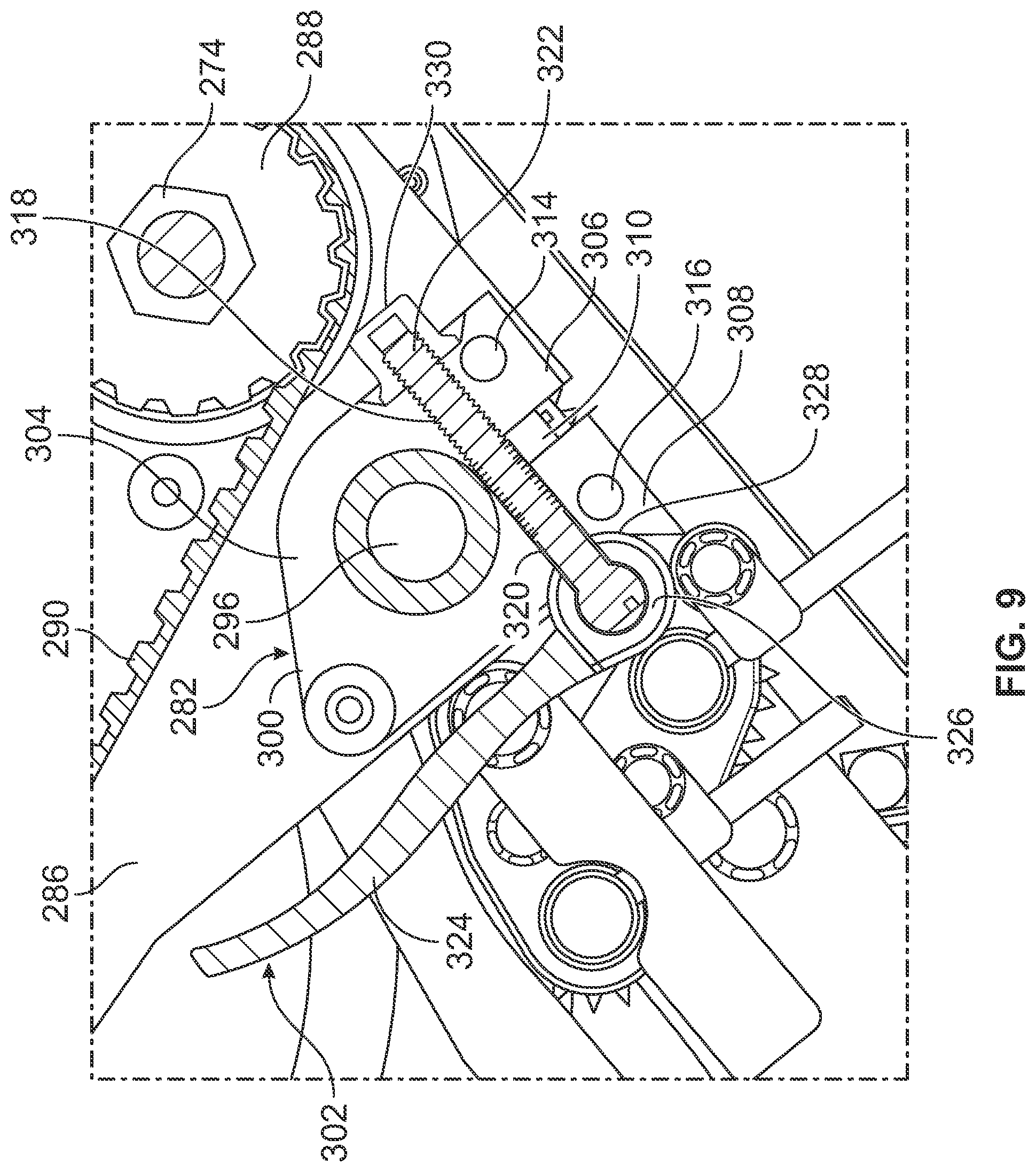 Patent US12311567 Figure 9 – Releasable side strapping assembly for a food product slicing apparatus