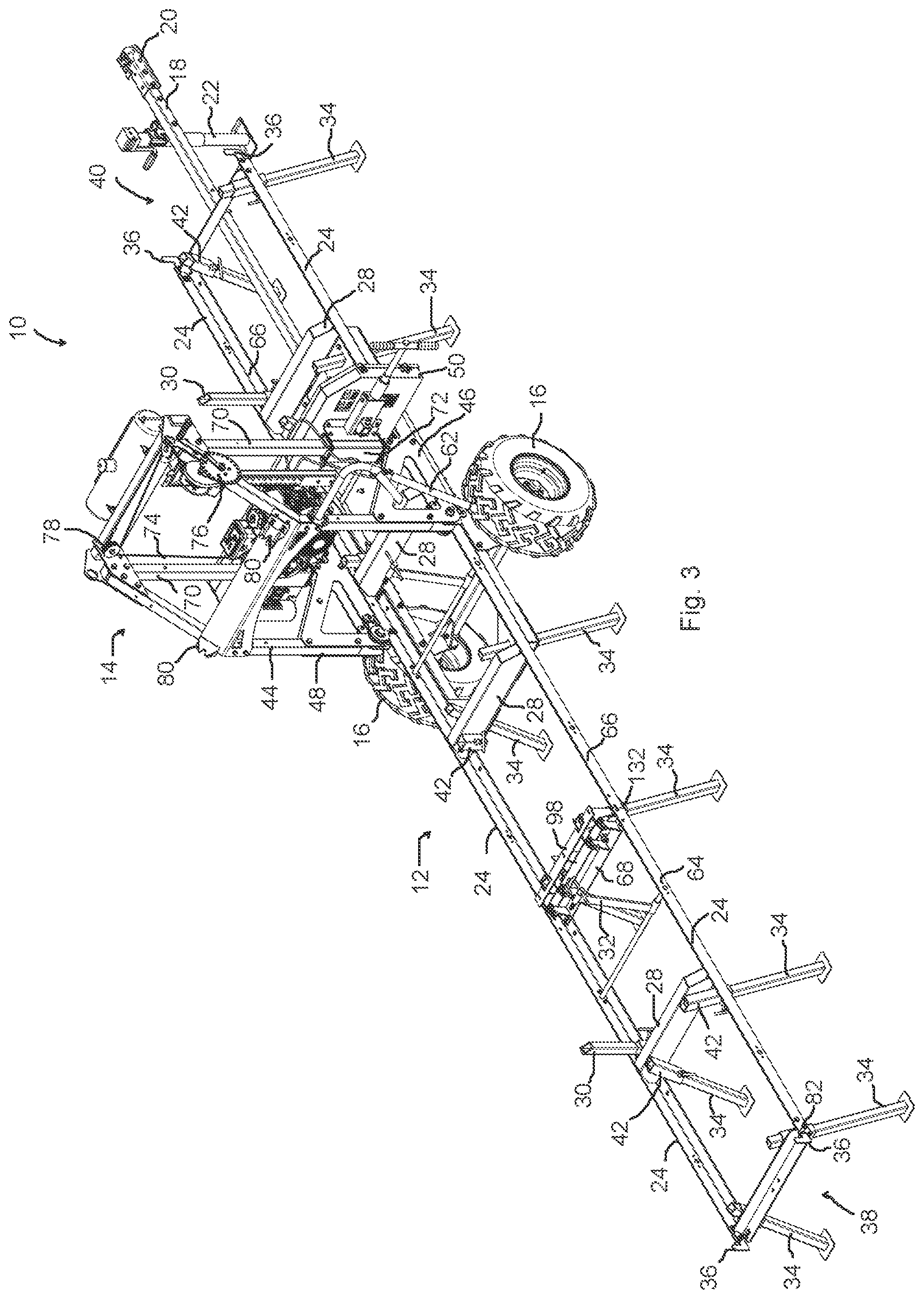 Patent US12311569 Figure 2 – Portable sawmill with folding bed