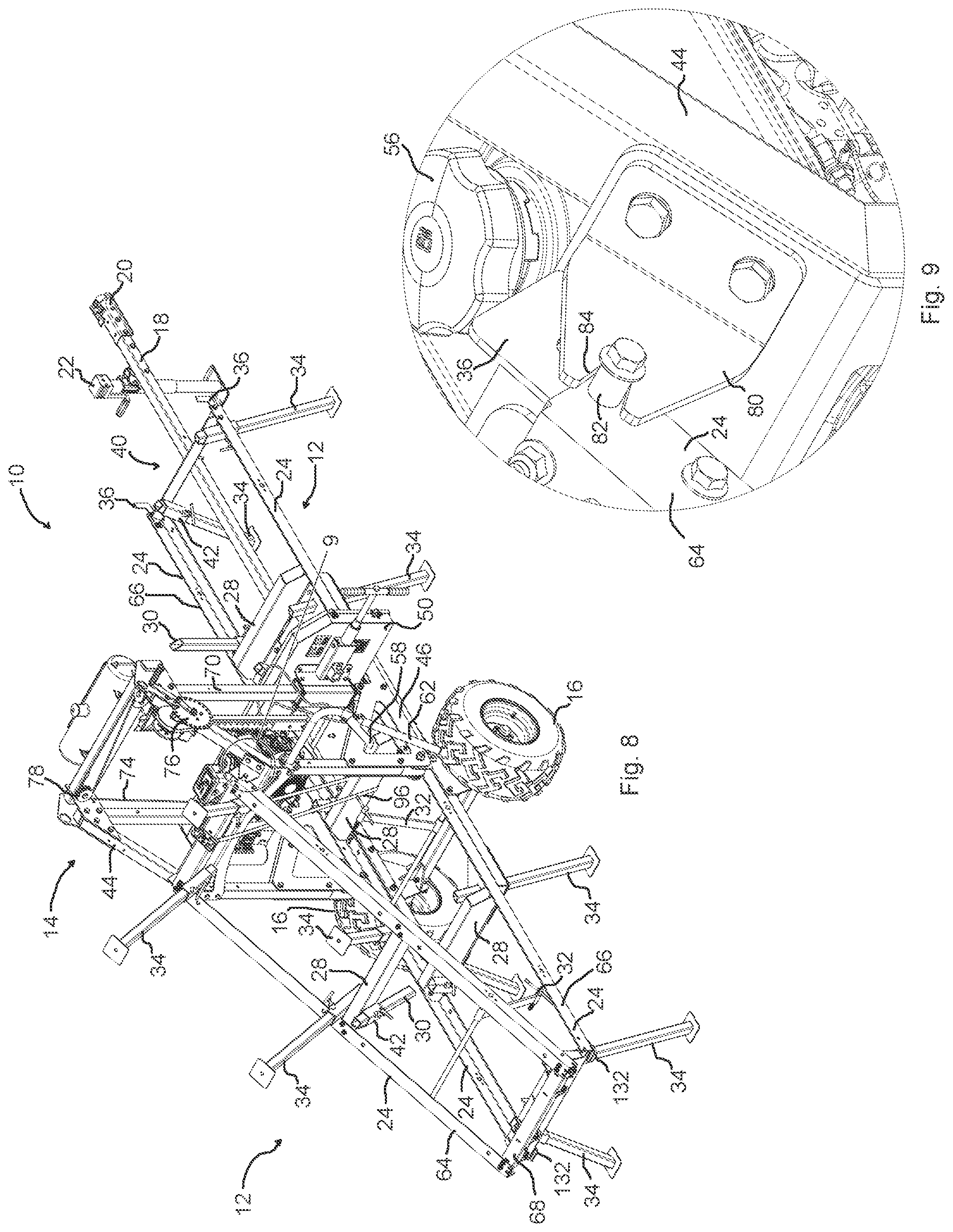 Patent US12311569 Figure 5 – Portable sawmill with folding bed