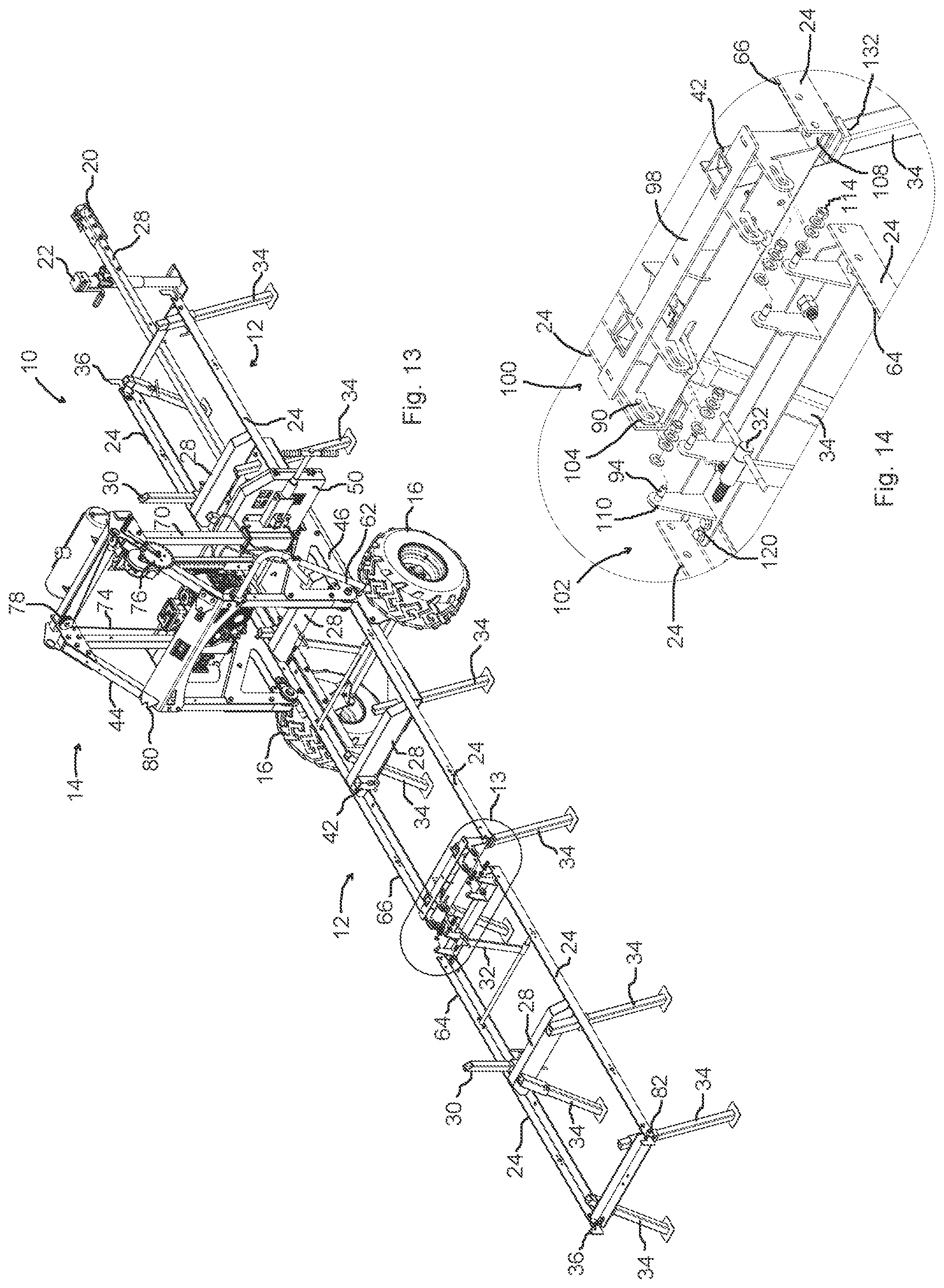 Patent US12311569 Figure 8 – Portable sawmill with folding bed