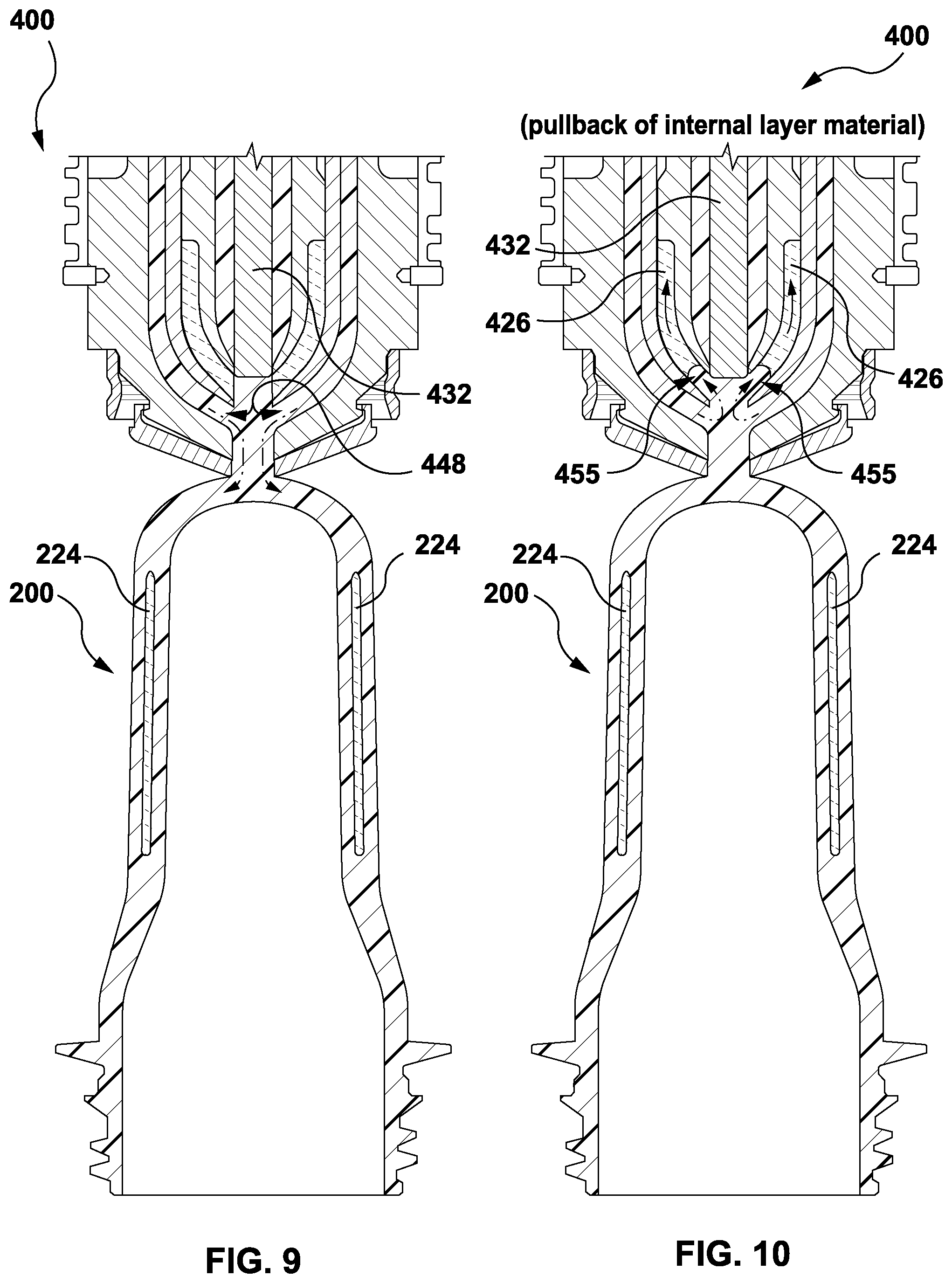 Patent US12311591 Figure 8 – Injection molding of multilayer articles with post-pullback pressure monitoring
