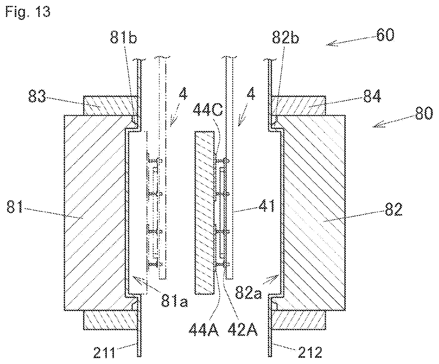 Patent US12311592 Figure 13 – Molding system, support arm, resin molding device, method for supporting supported member, mold, and method for producing molded body