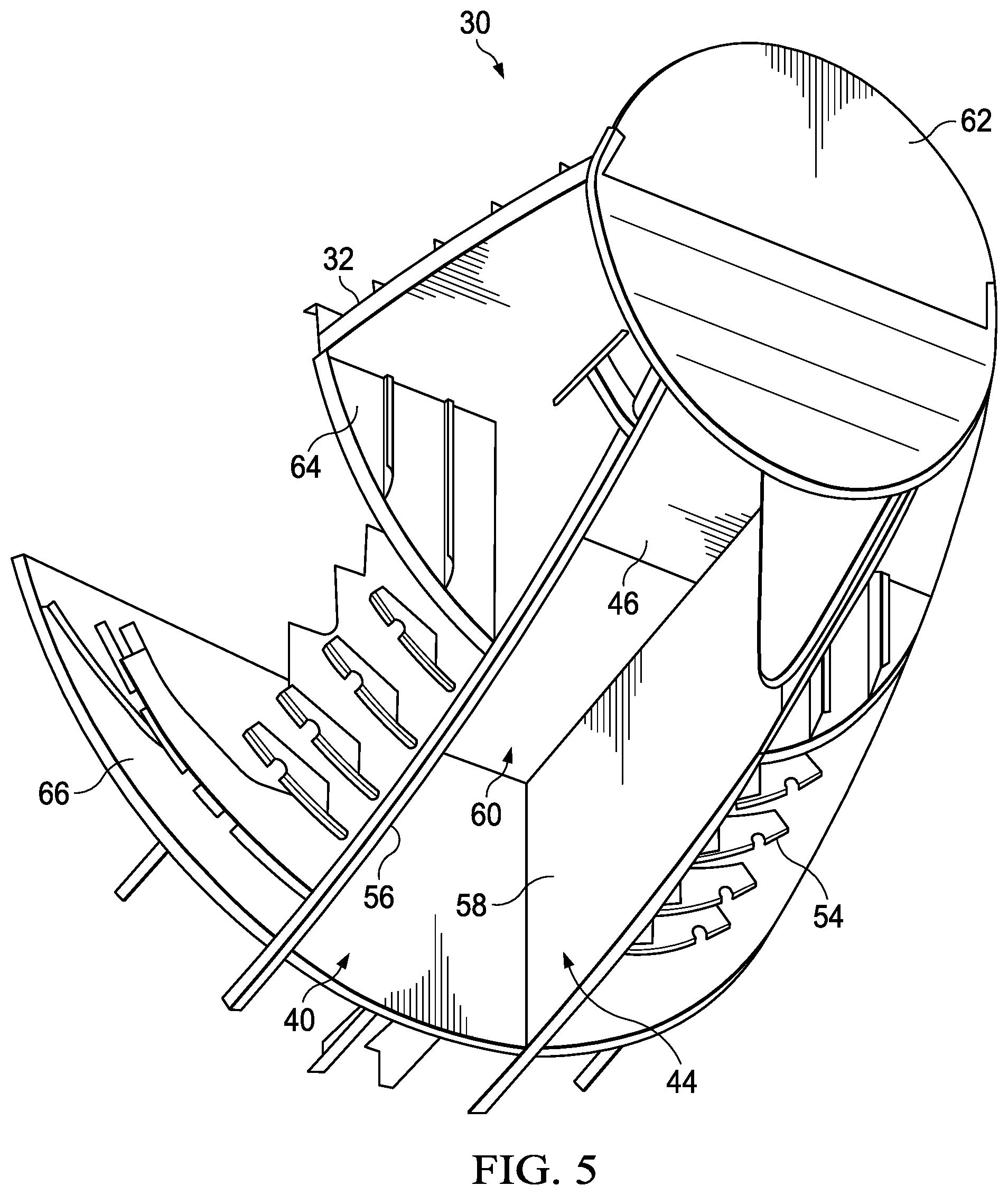 Patent US12311615 Figure 5 – Flat composite panel with tear arrestment and method of making the same