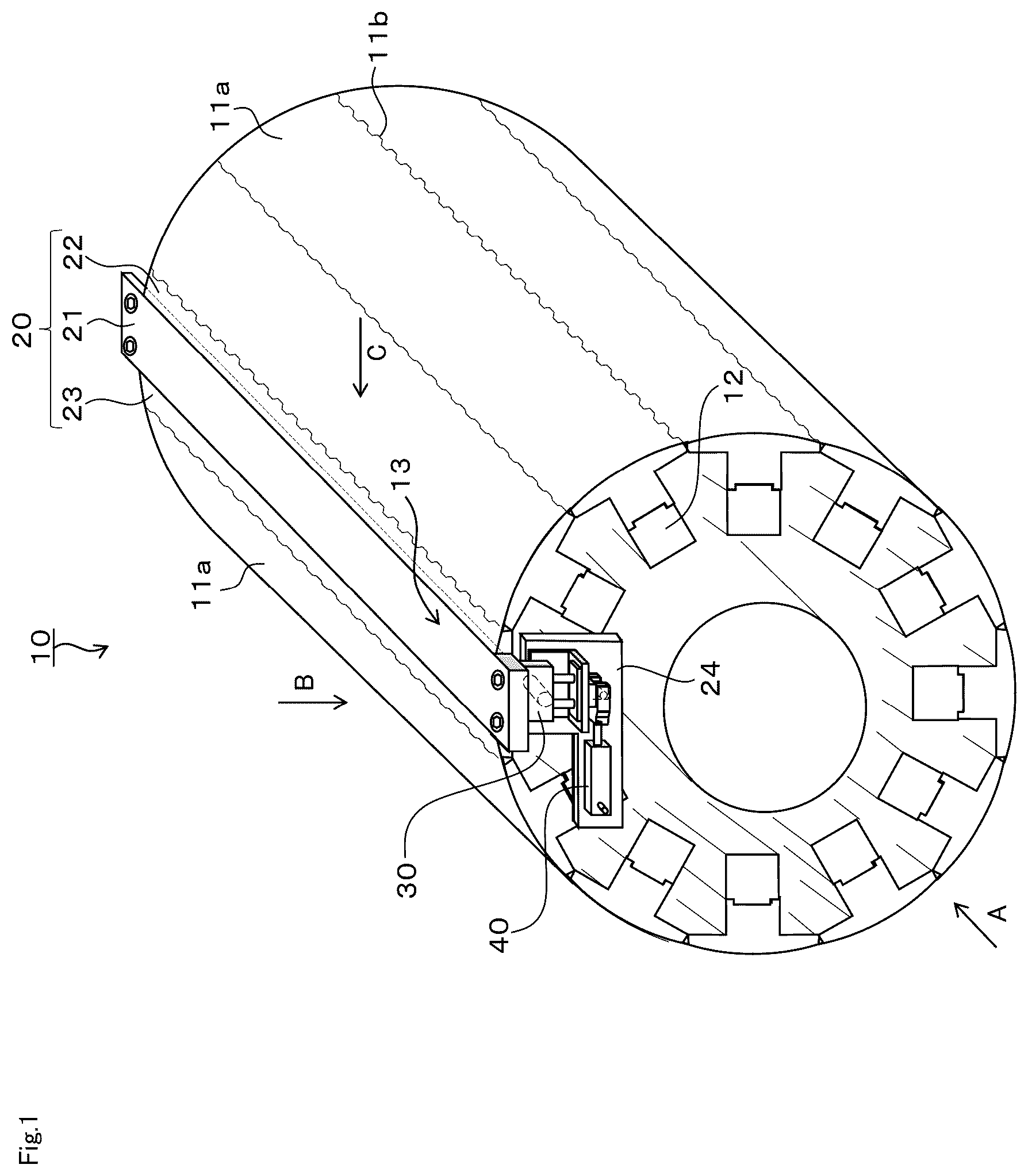 Patent US12311624 Figure 1 – Molding drum