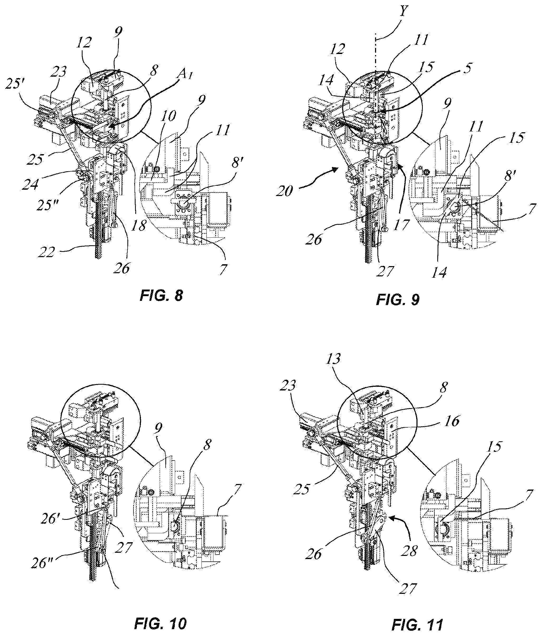 Patent US12311631 Figure 3 – Assembly and method for the automated folding of corners of a box