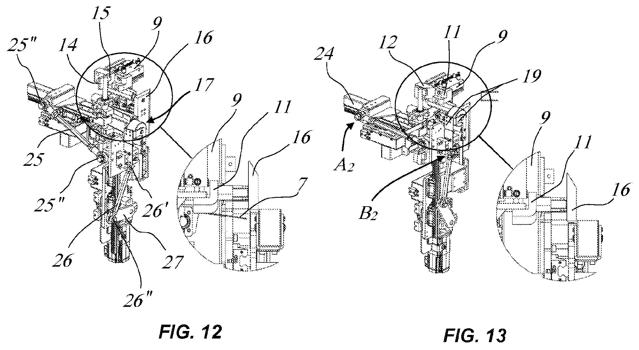 Patent US12311631 Figure 4 – Assembly and method for the automated folding of corners of a box