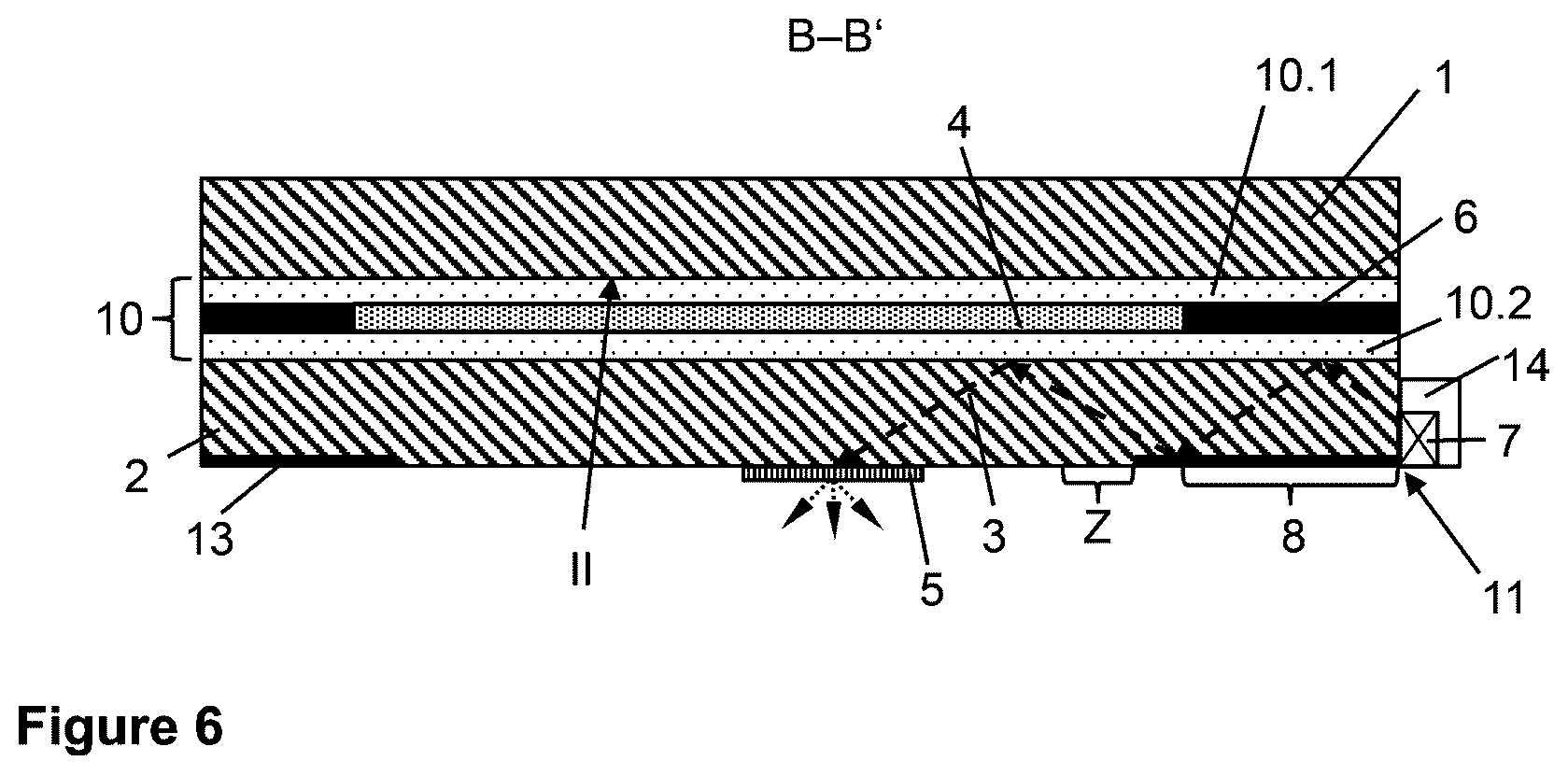 Patent US12311638 Figure 5 – Laminated pane with light source