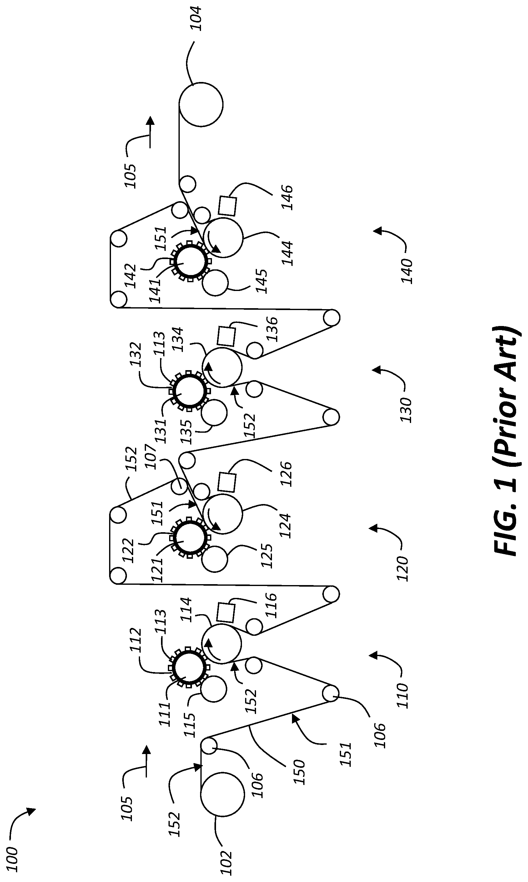 Patent US12311652 Figure 1 – Inking system with plurality of fountain roller elements