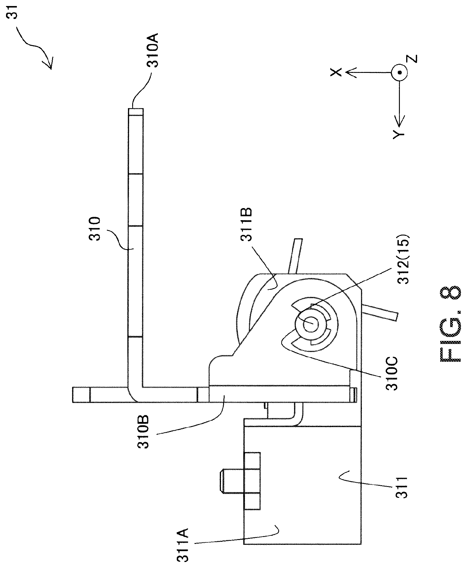 Patent US12311681 Figure 8 – Medium transport device and recording apparatus