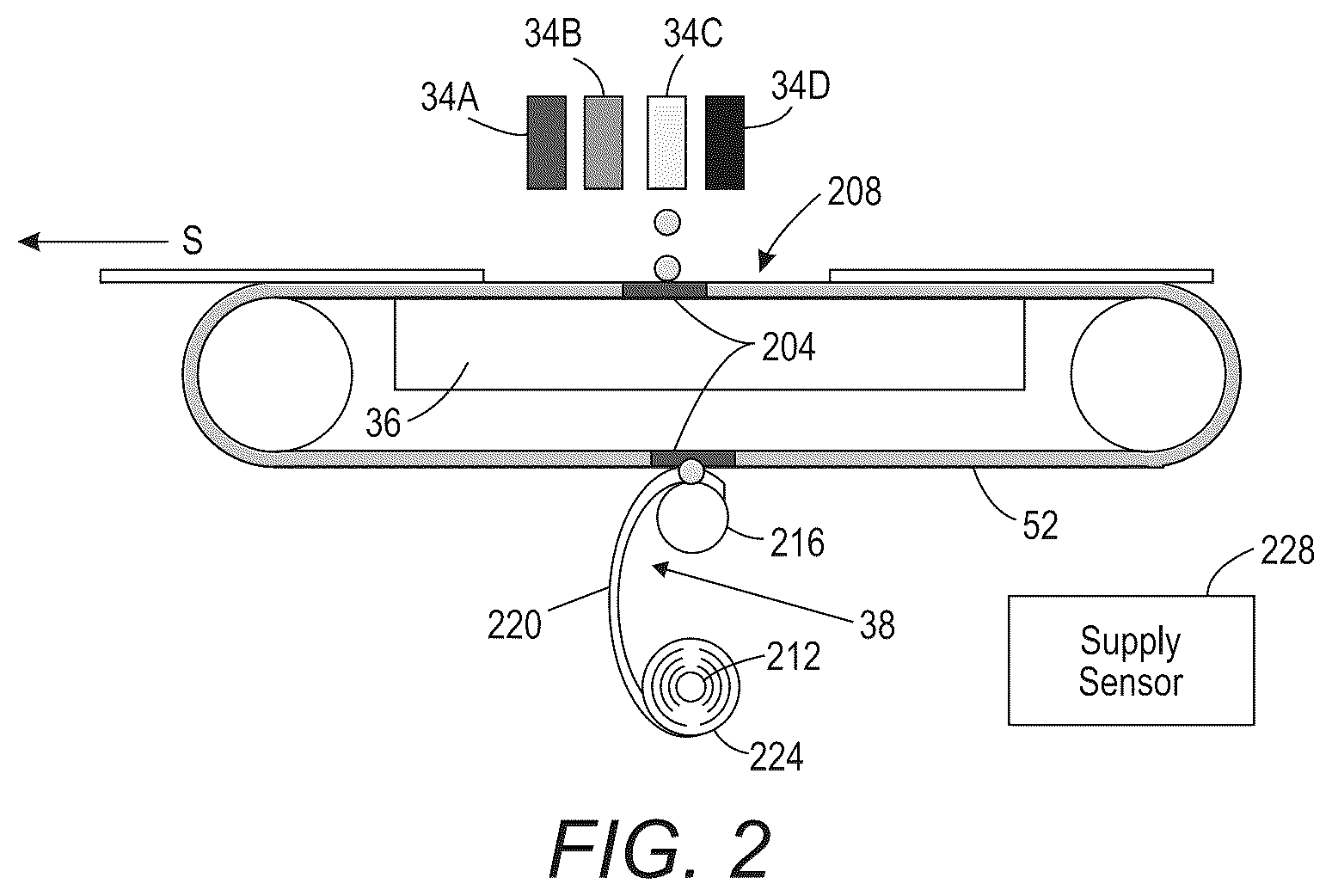 Patent US12311683 Figure 2 – System and method for operating an inkjet printer to attenuate ink drying in the inkjets during printing operations