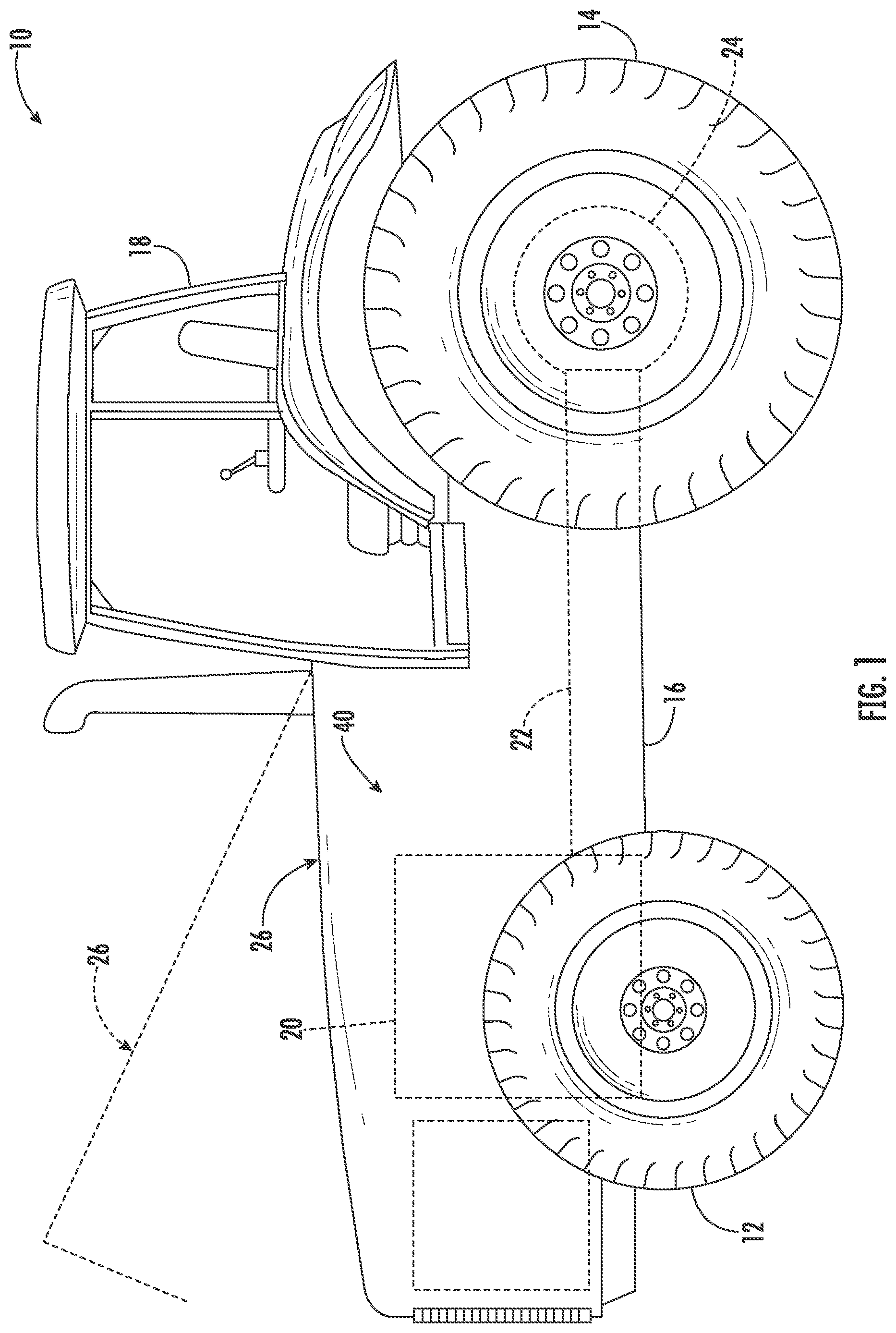 Patent US12311696 Figure 1 – Wheel weight system for an agricultural vehicle