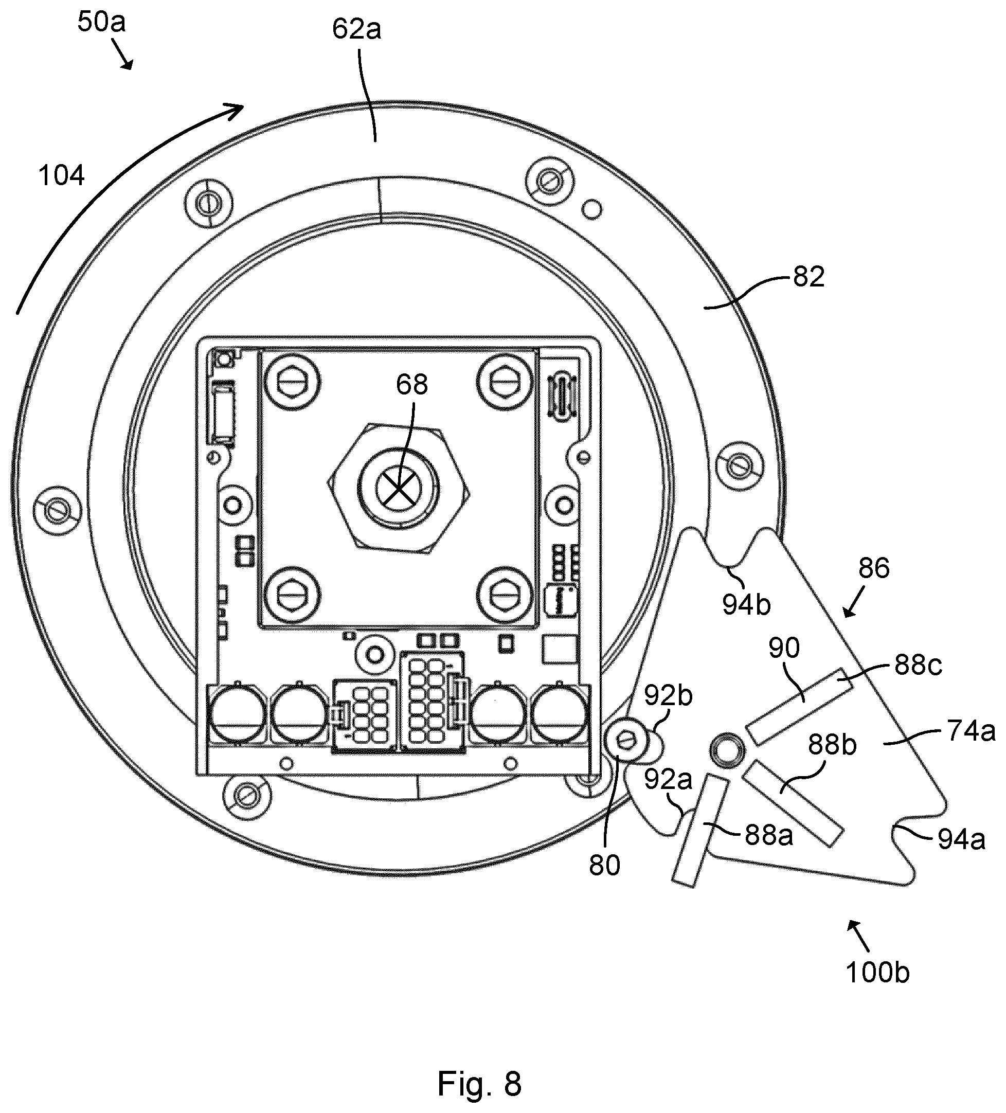 Patent US12311697 Figure 8 – Arrangement for limiting rotation, and robot