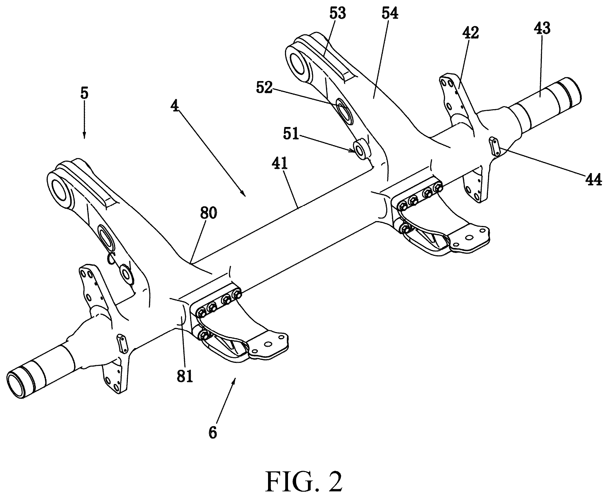 Patent US12311698 Figure 2 – Integrated axle assembly and structural assembly