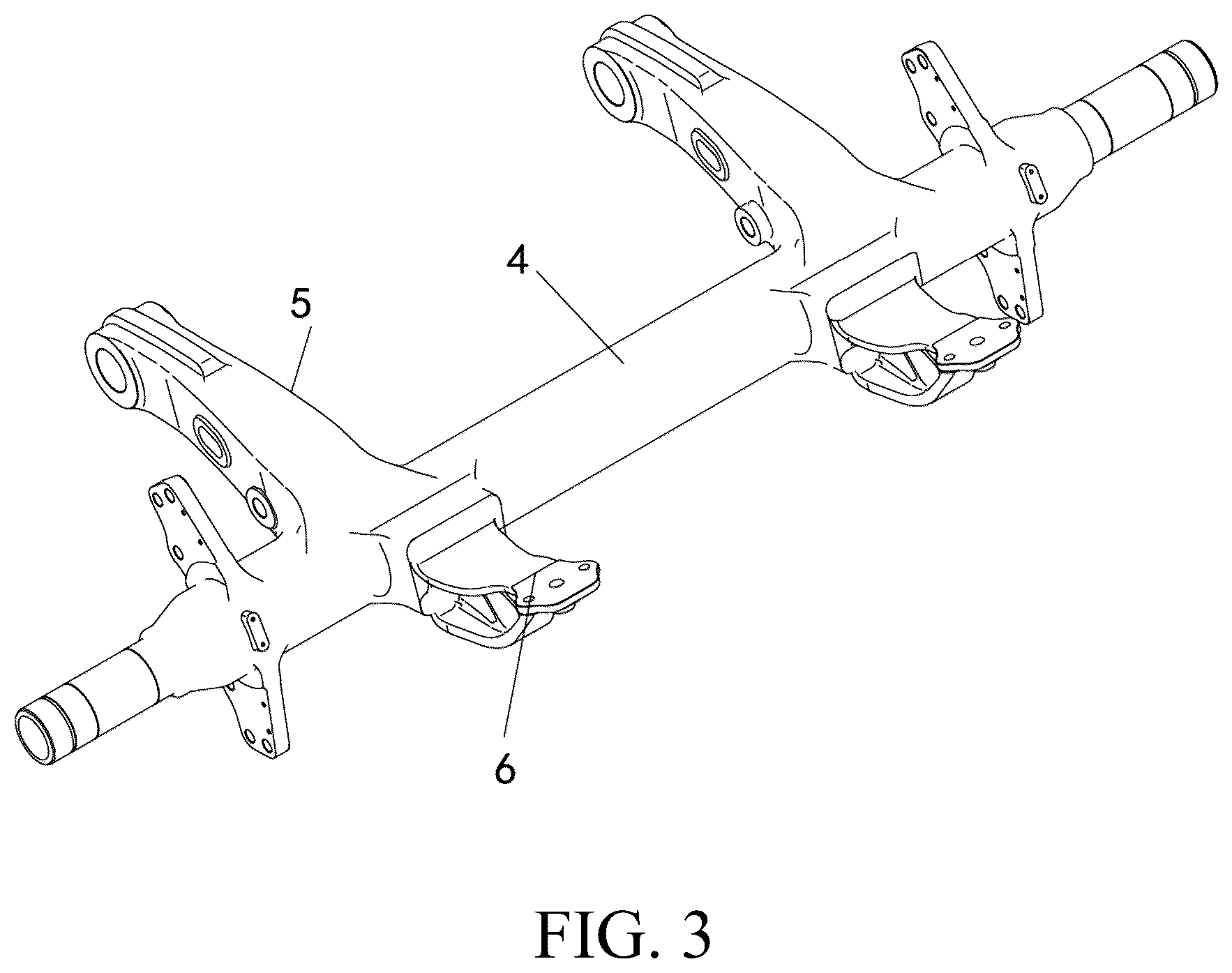 Patent US12311698 Figure 3 – Integrated axle assembly and structural assembly