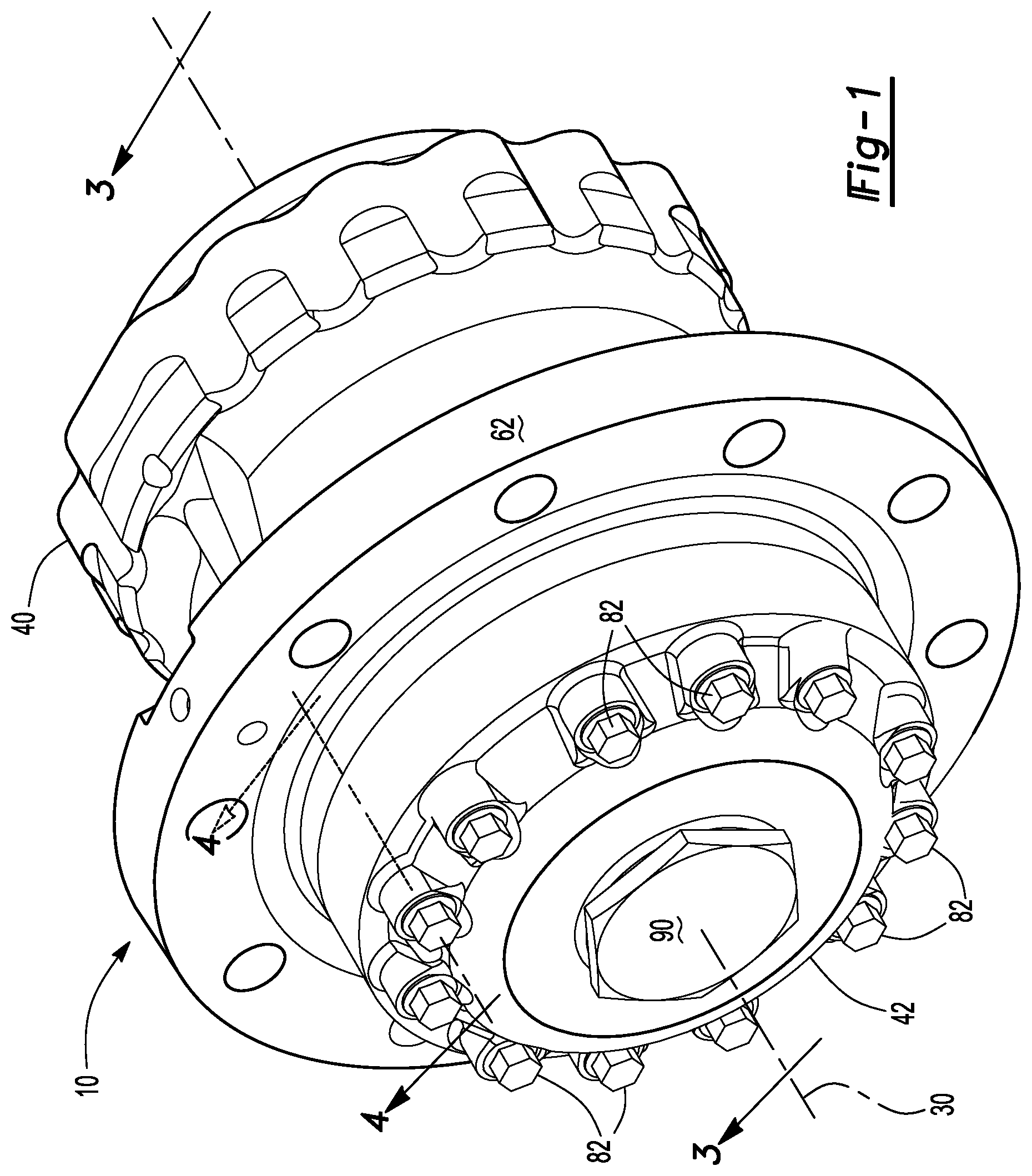 Patent US12311699 Figure 1 – Wheel end assembly