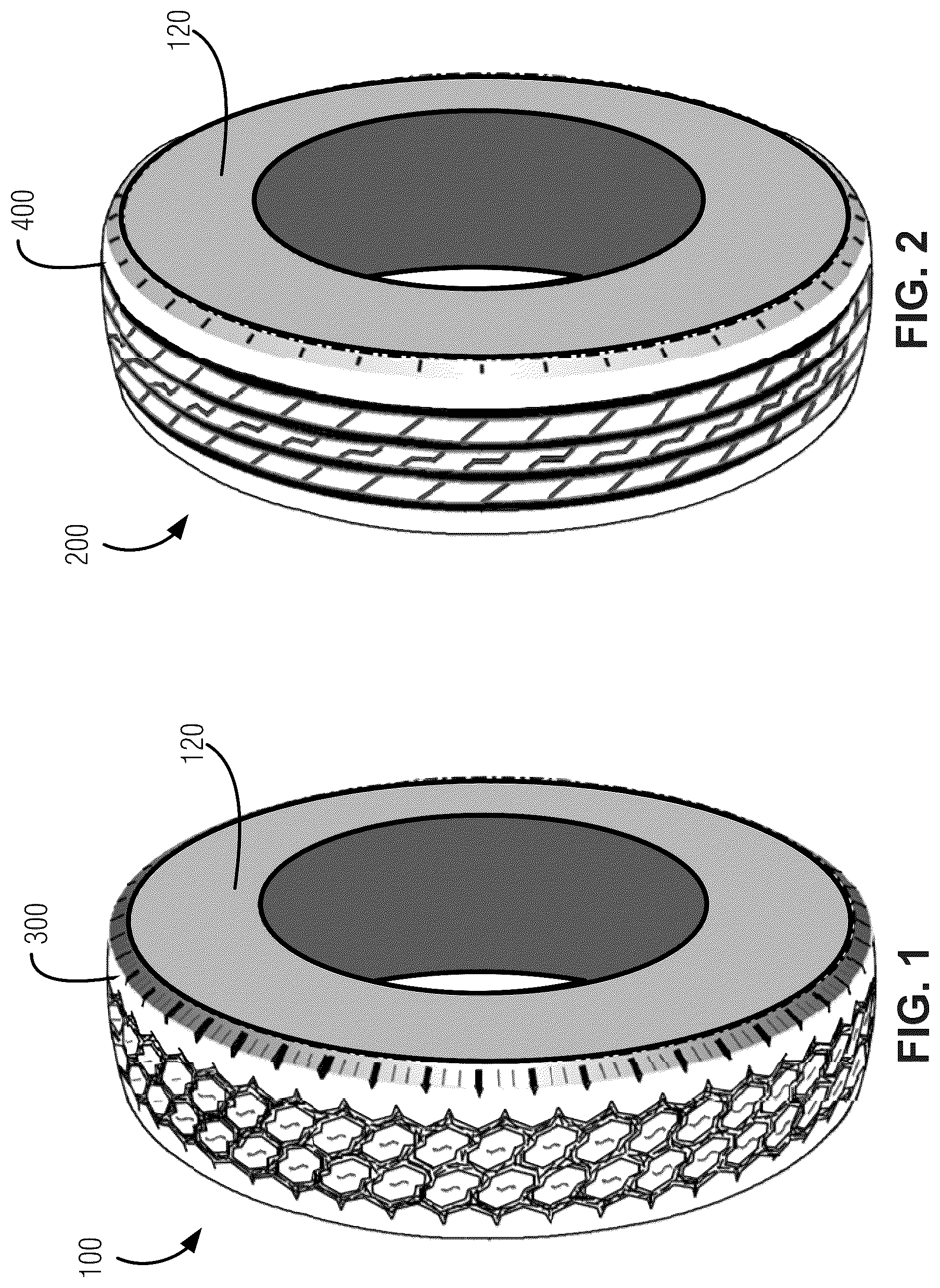 Patent US12311702 Figure 1 – Tire tread with multiple circumferential asymmetries