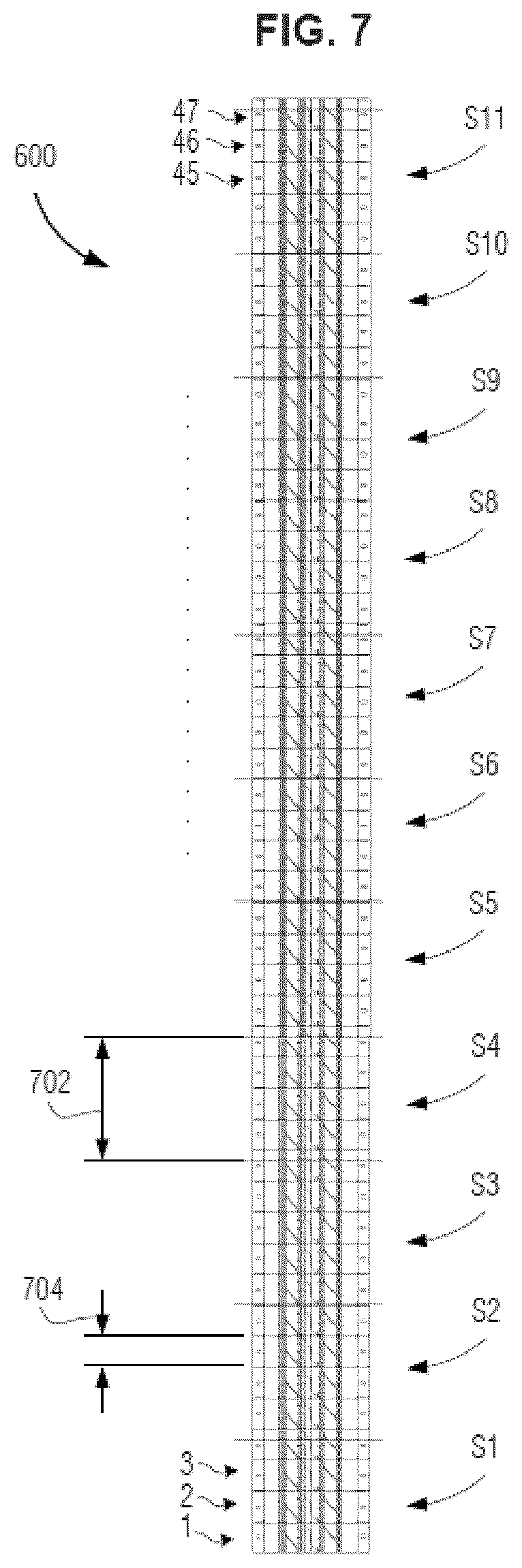 Patent US12311702 Figure 5 – Tire tread with multiple circumferential asymmetries