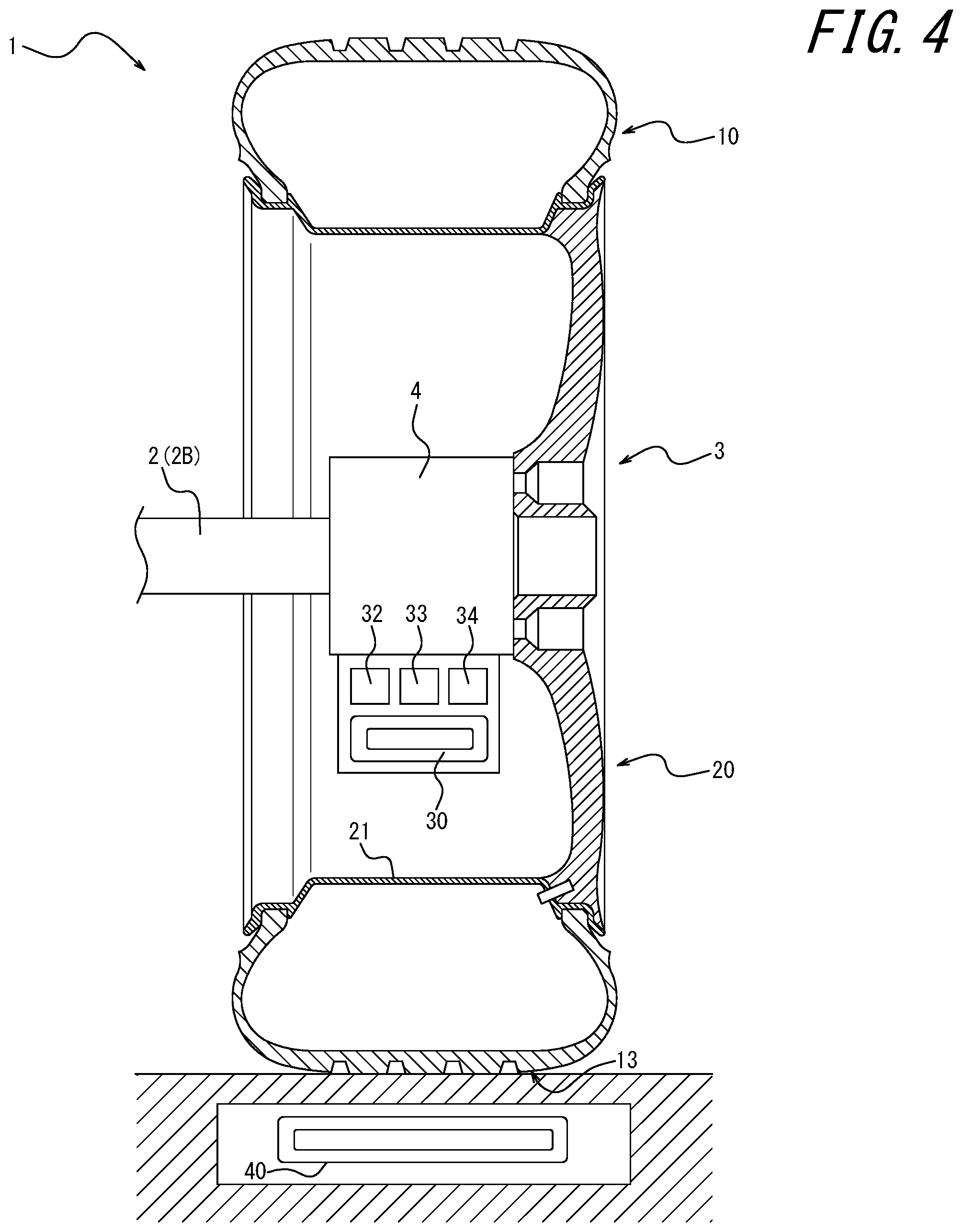 Patent US12311703 Figure 4 – Wireless power reception system, tire/wheel assembly, and tire