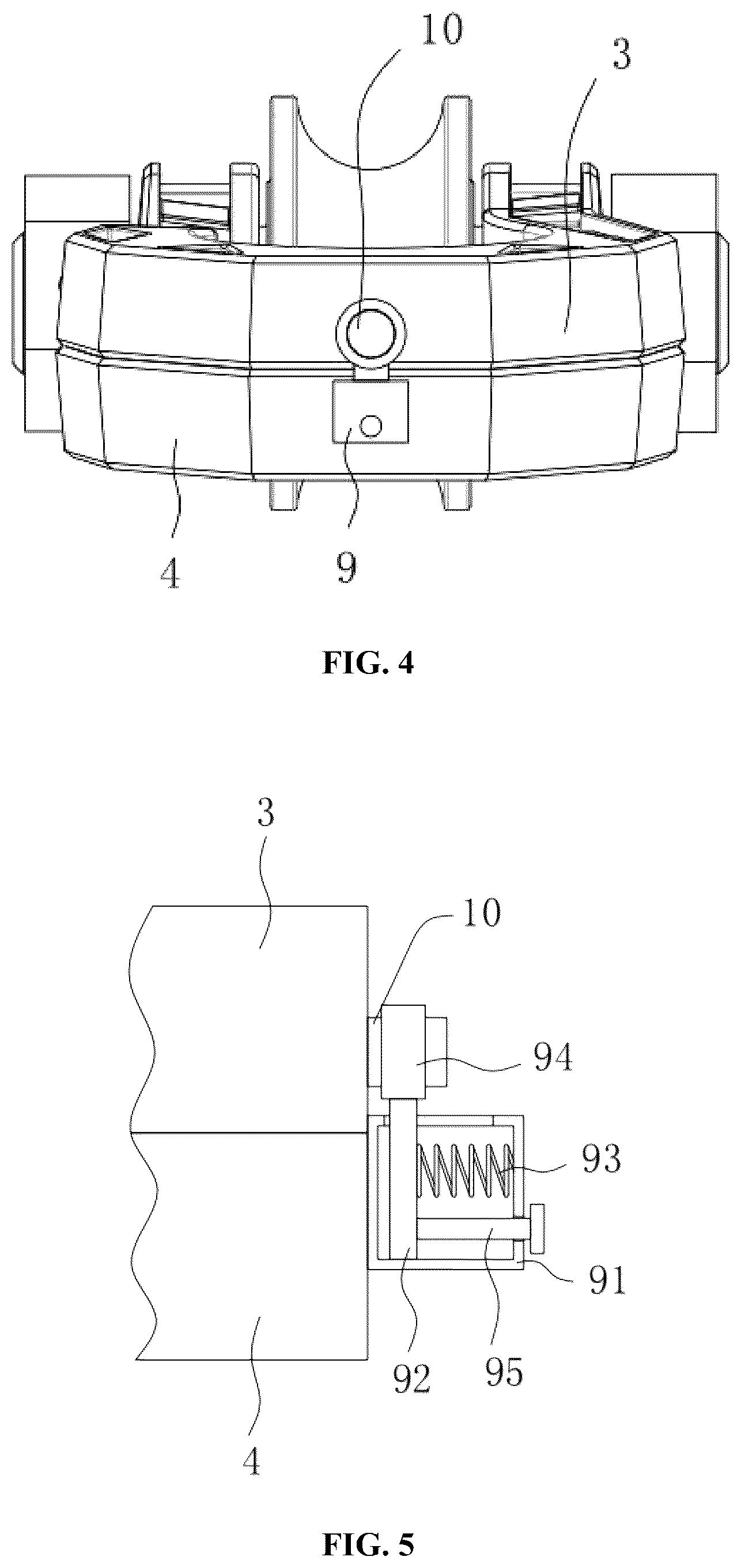 Patent US12311708 Figure 4 – Pulley fastener for connecting with trailer shackles
