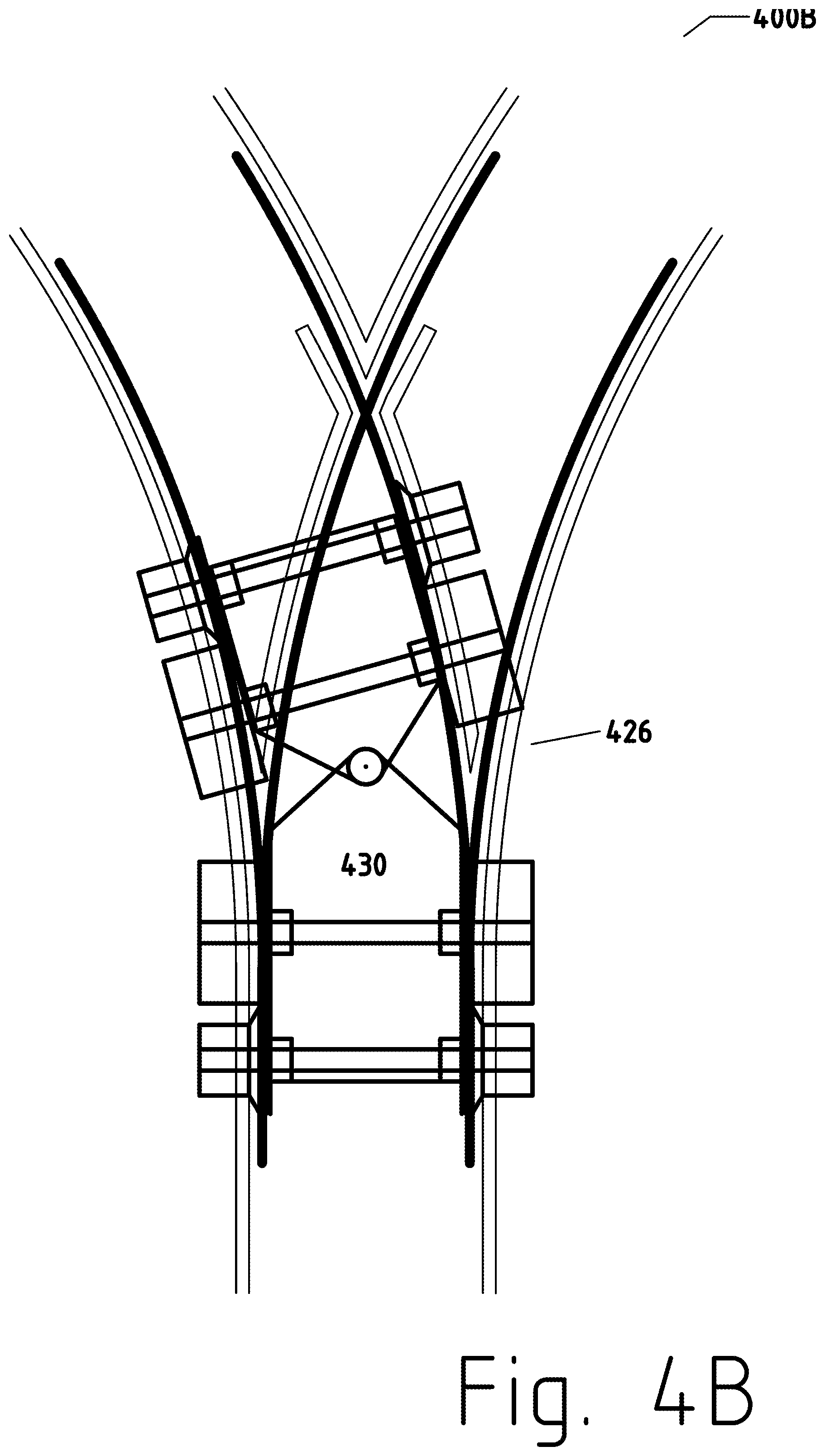 Patent US12311713 Figure 13 – Road to rail hybrid vehicles using a transition span and passive junctions