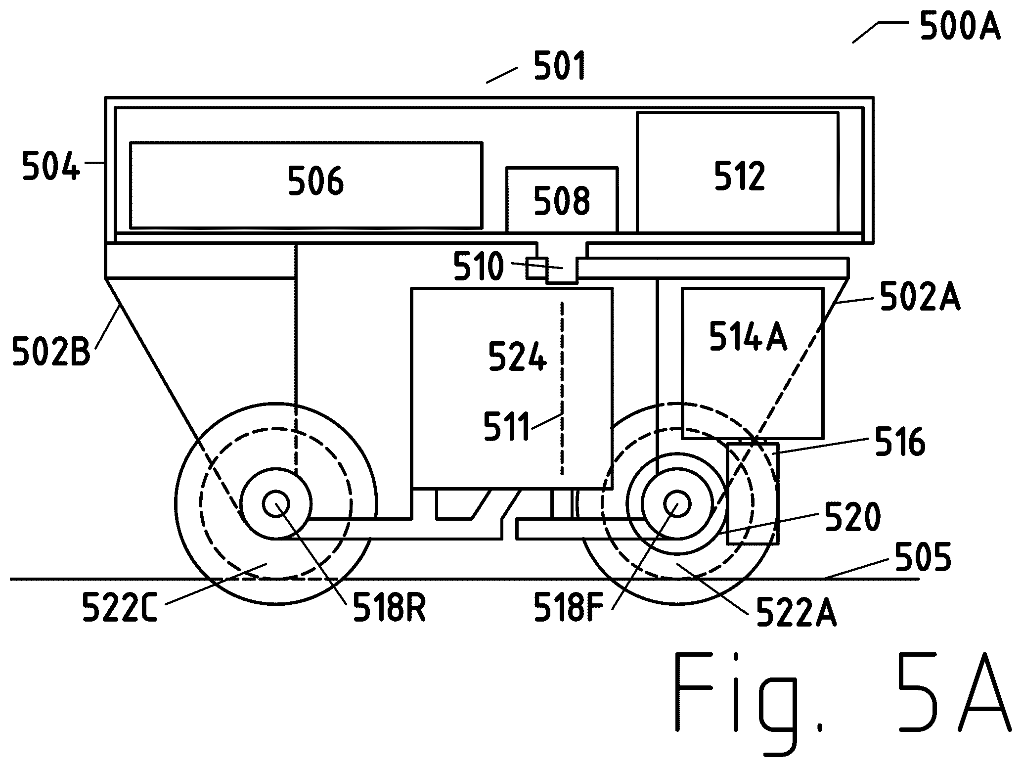 Patent US12311713 Figure 16 – Road to rail hybrid vehicles using a transition span and passive junctions