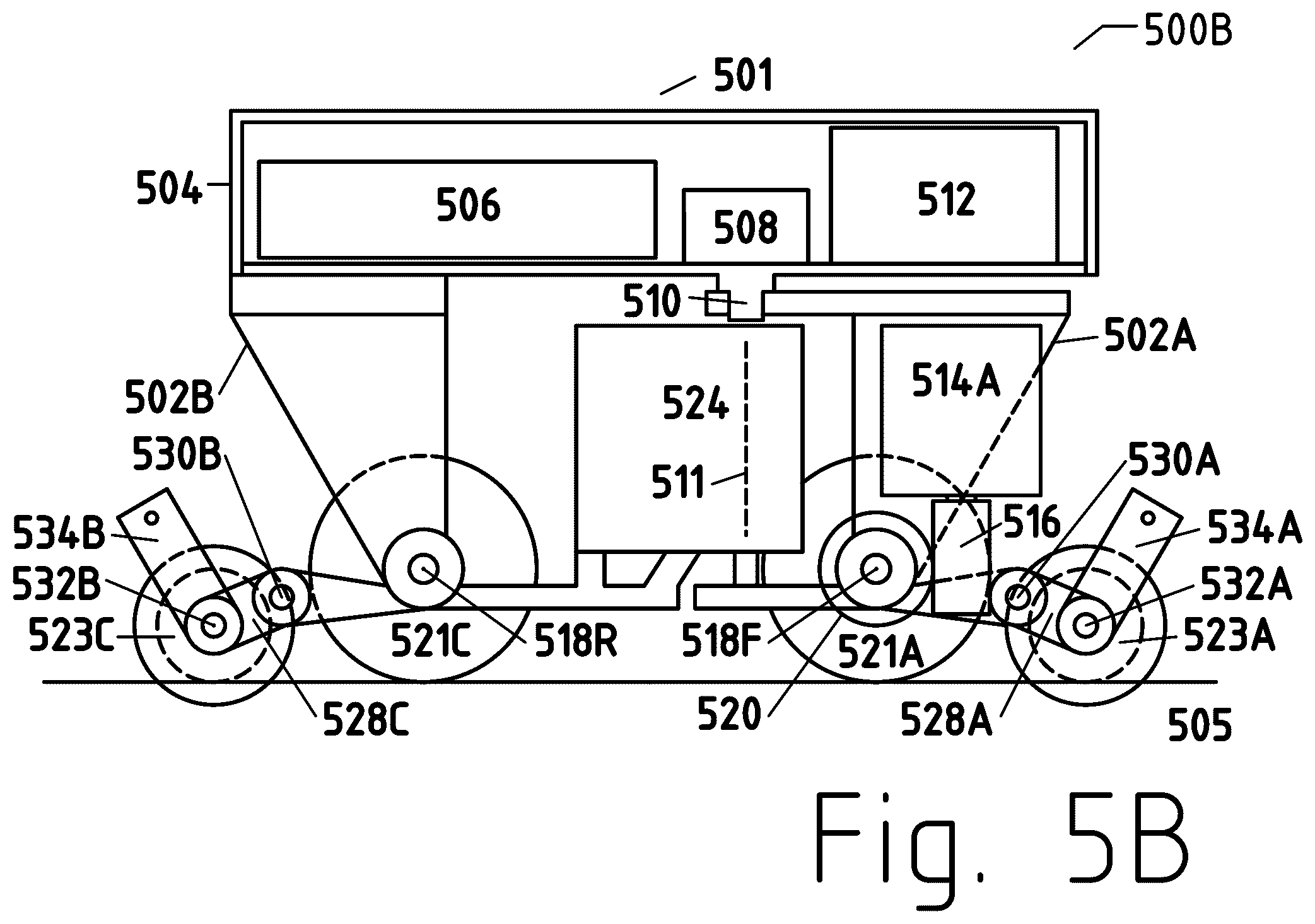 Patent US12311713 Figure 17 – Road to rail hybrid vehicles using a transition span and passive junctions