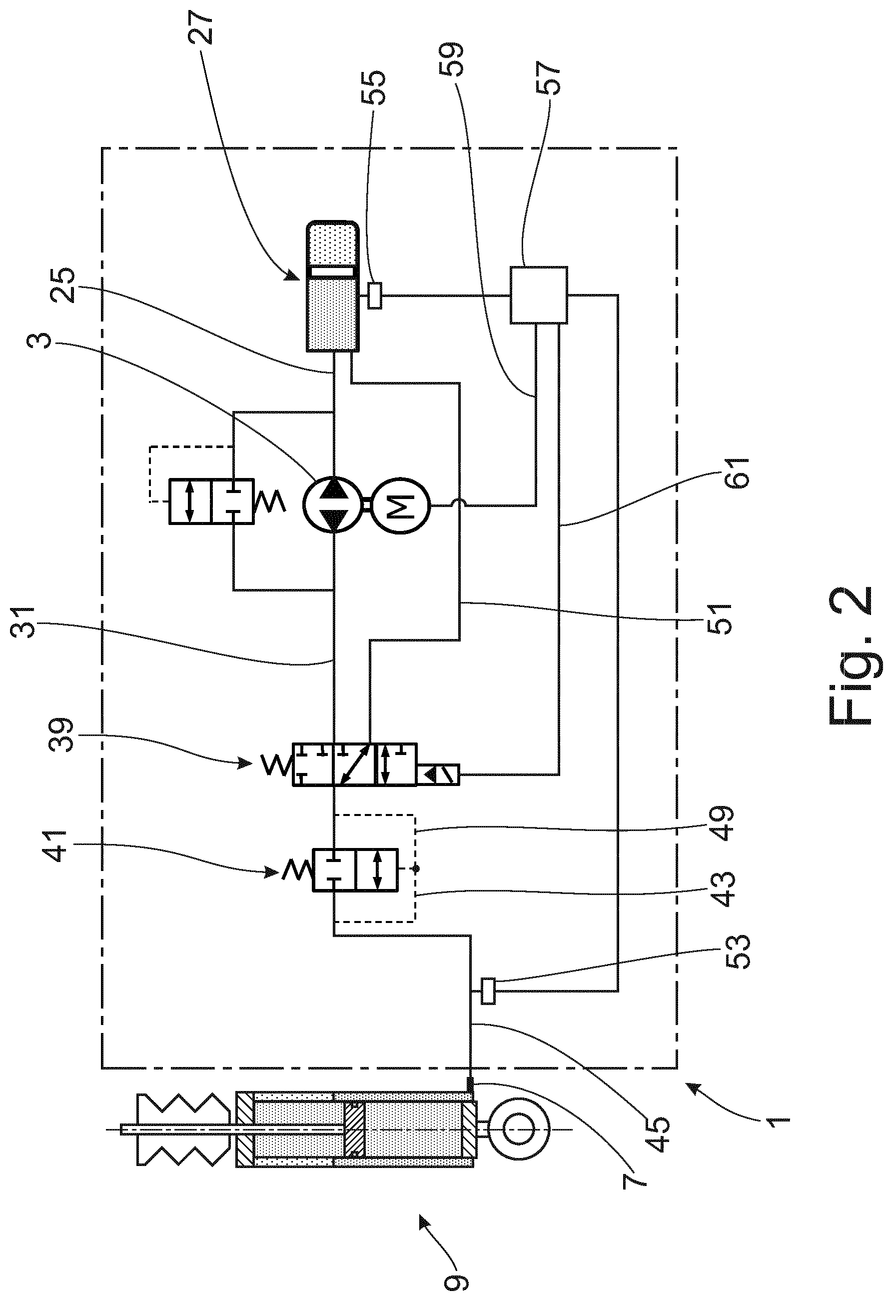 Patent US12311719 Figure 2 – Hydraulic fluid supply system, in particular for a suspension system